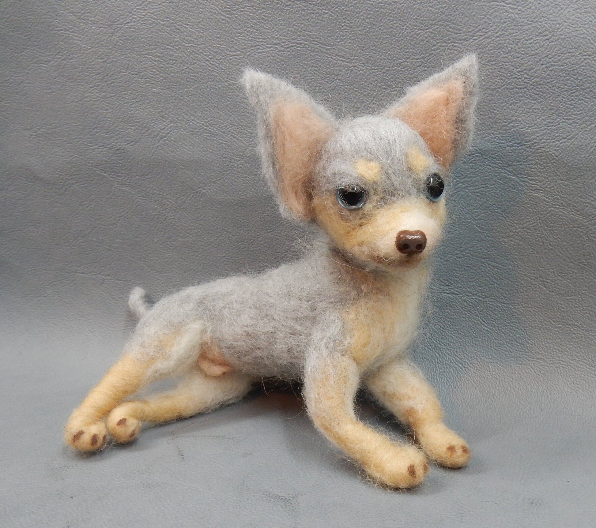 Lilac Fawn Chihuahua needle-felt dog replica