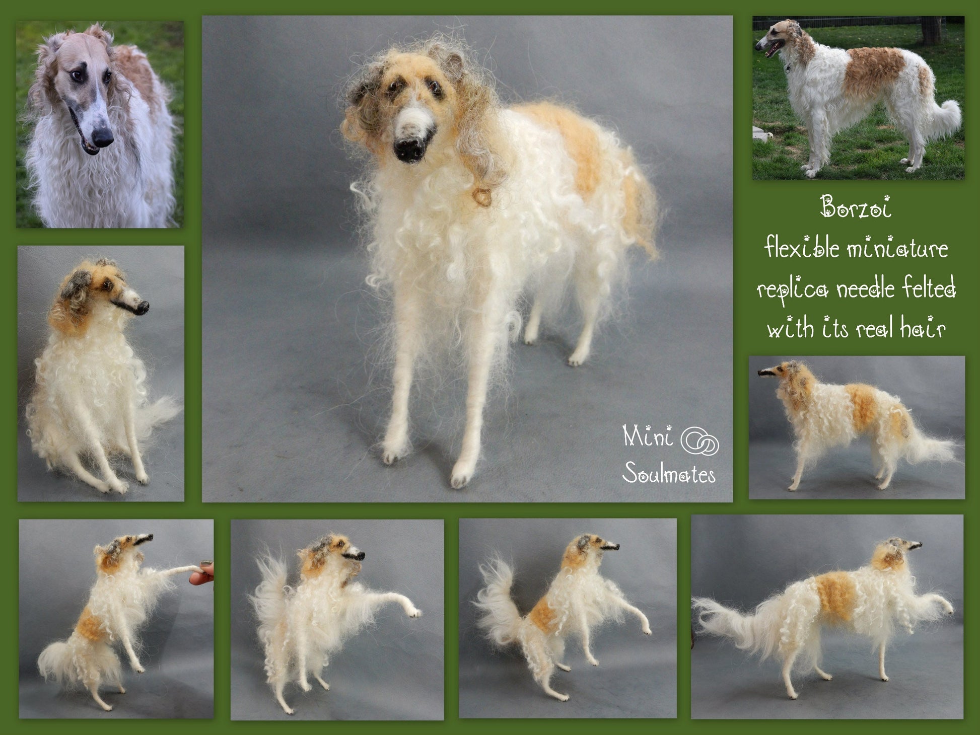 Red Borzoi miniature needle felted dog replica