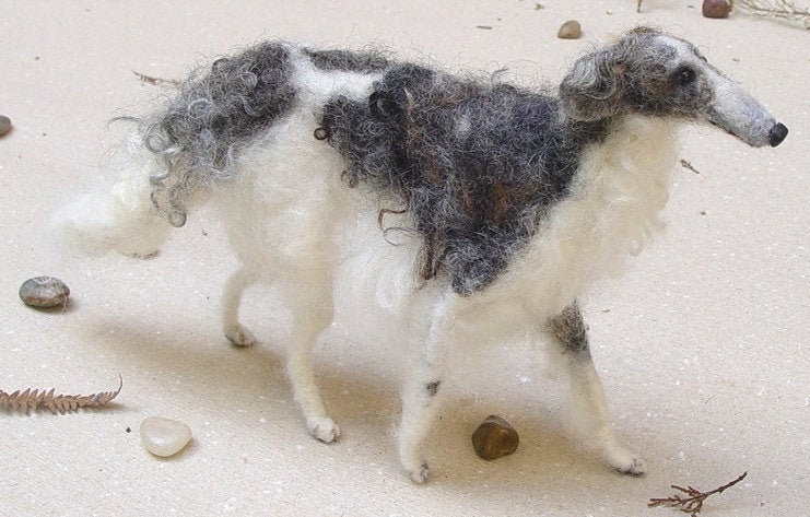 Borzoi needle-felted dog miniature