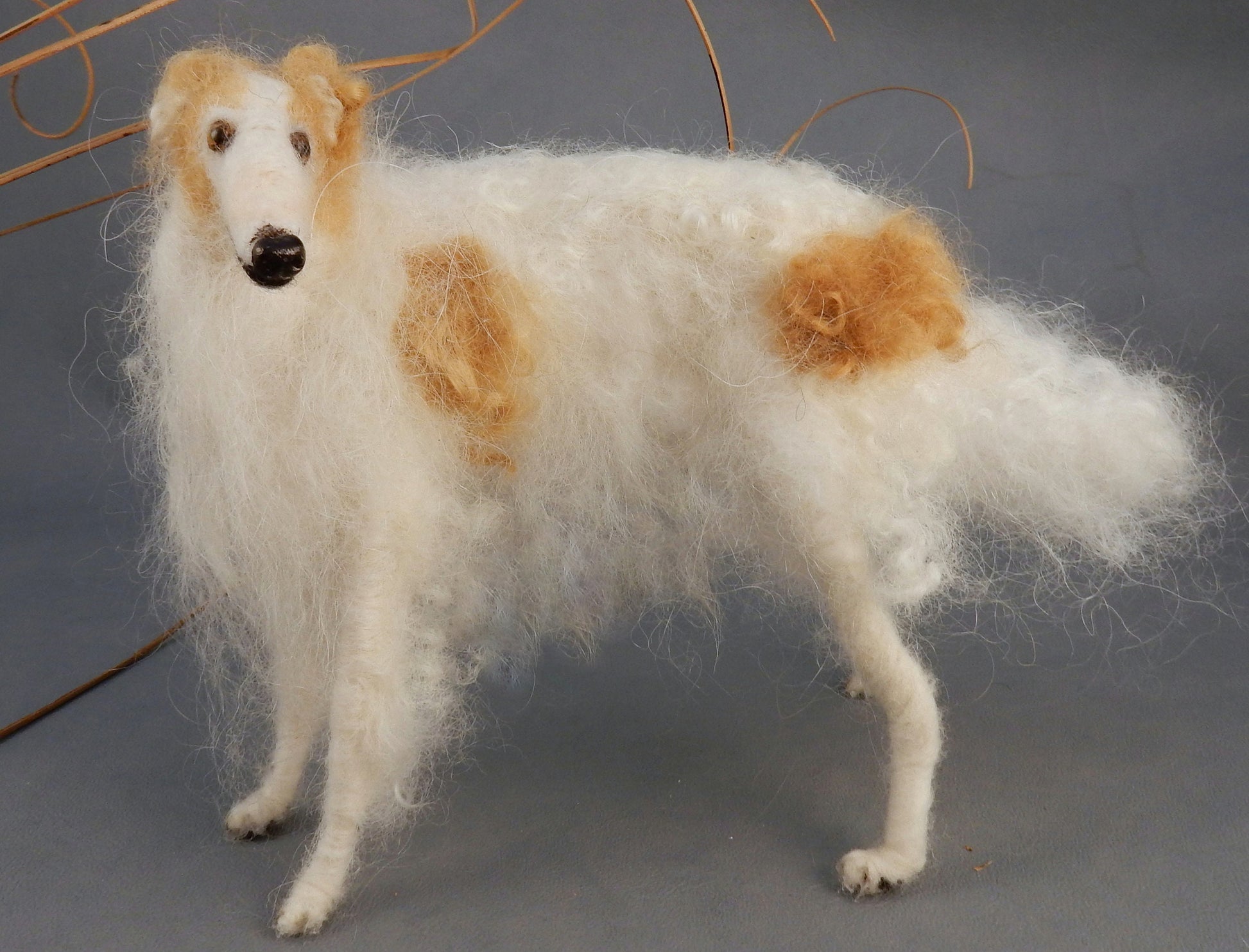 Red Borzoi miniature needle felted dog replica