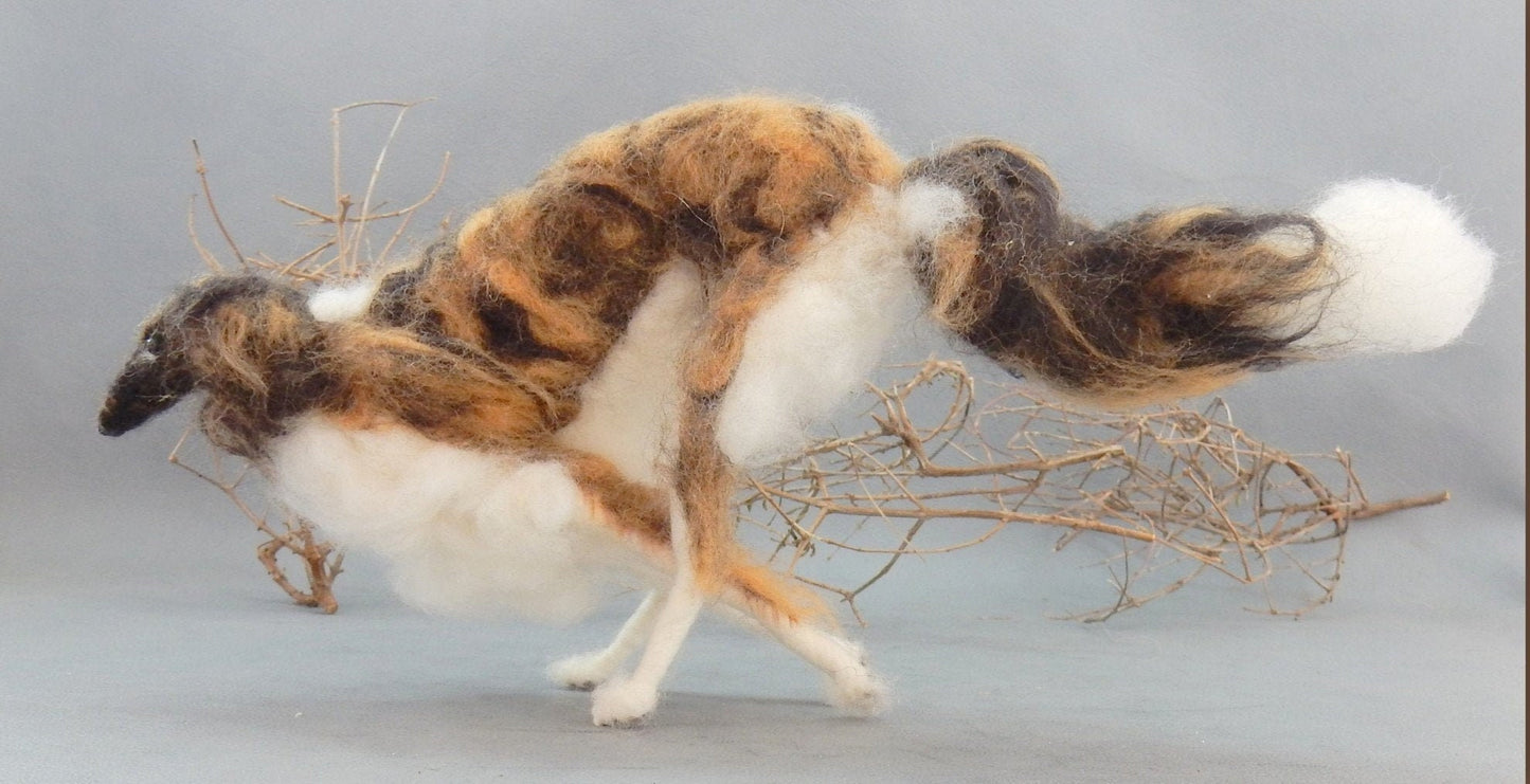 Red Borzoi miniature needle felted dog replica