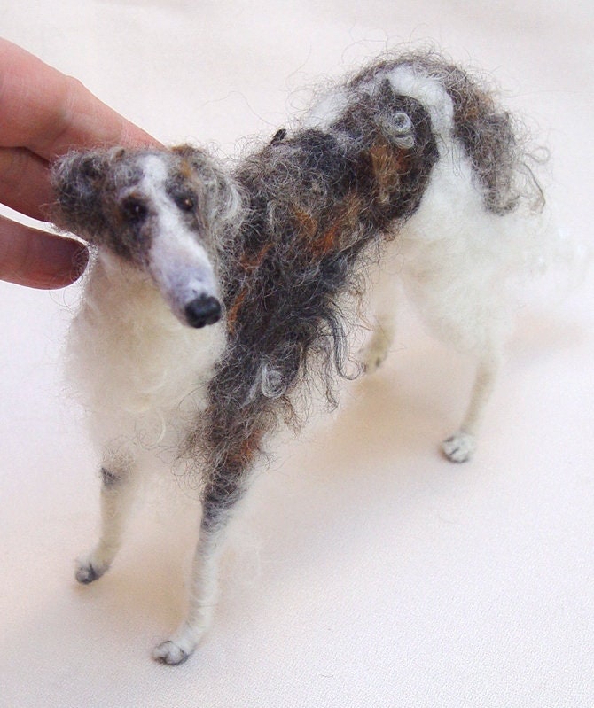 Borzoi needle-felted dog miniature