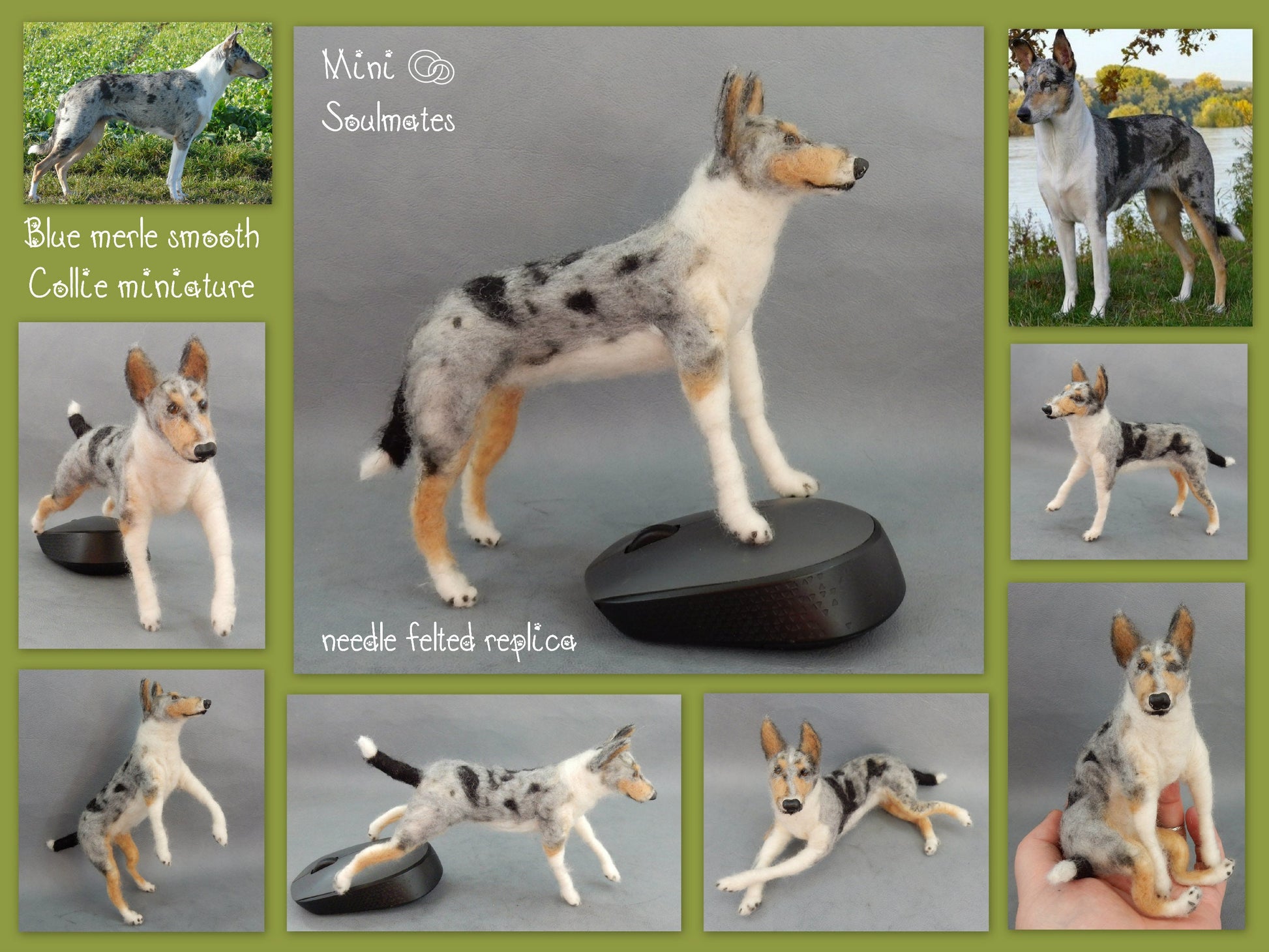 Smooth Collie needle-felted dog miniature figure