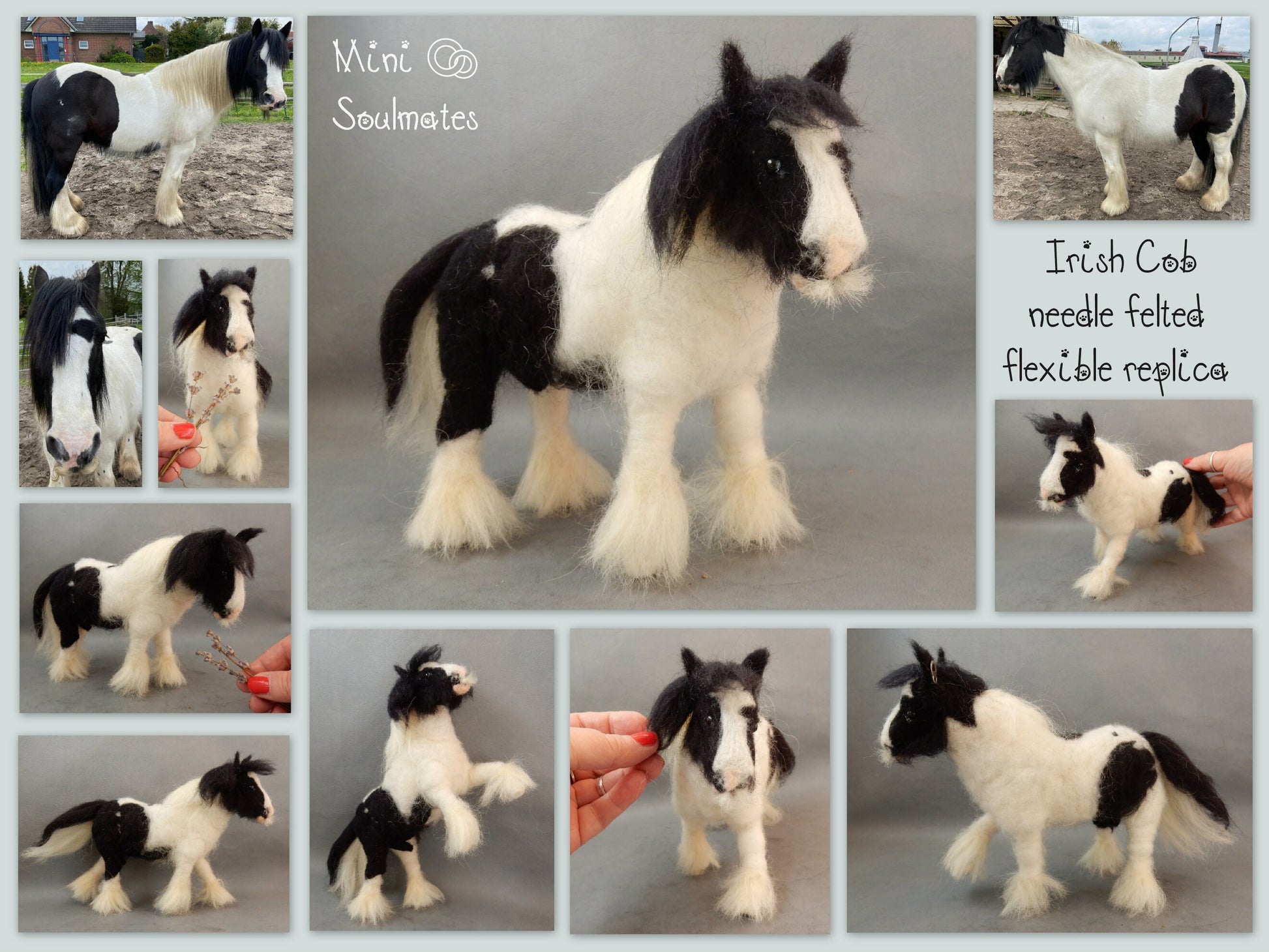 Needle felted horse sculpture Tinker Irish Cob portrait Gypsy horse me