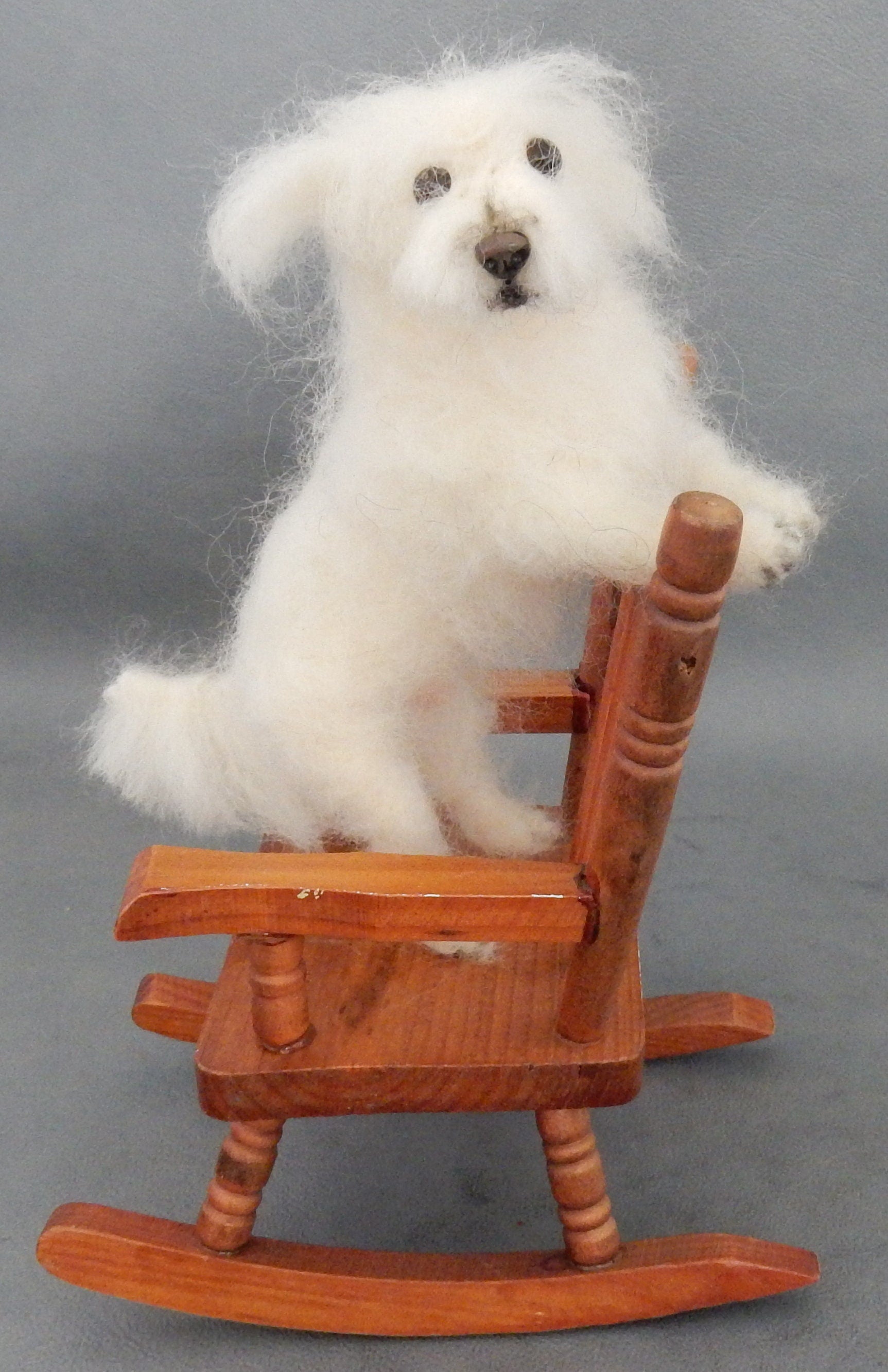 Maltese dog replica custom dog effigy needle-felt dog sculpture