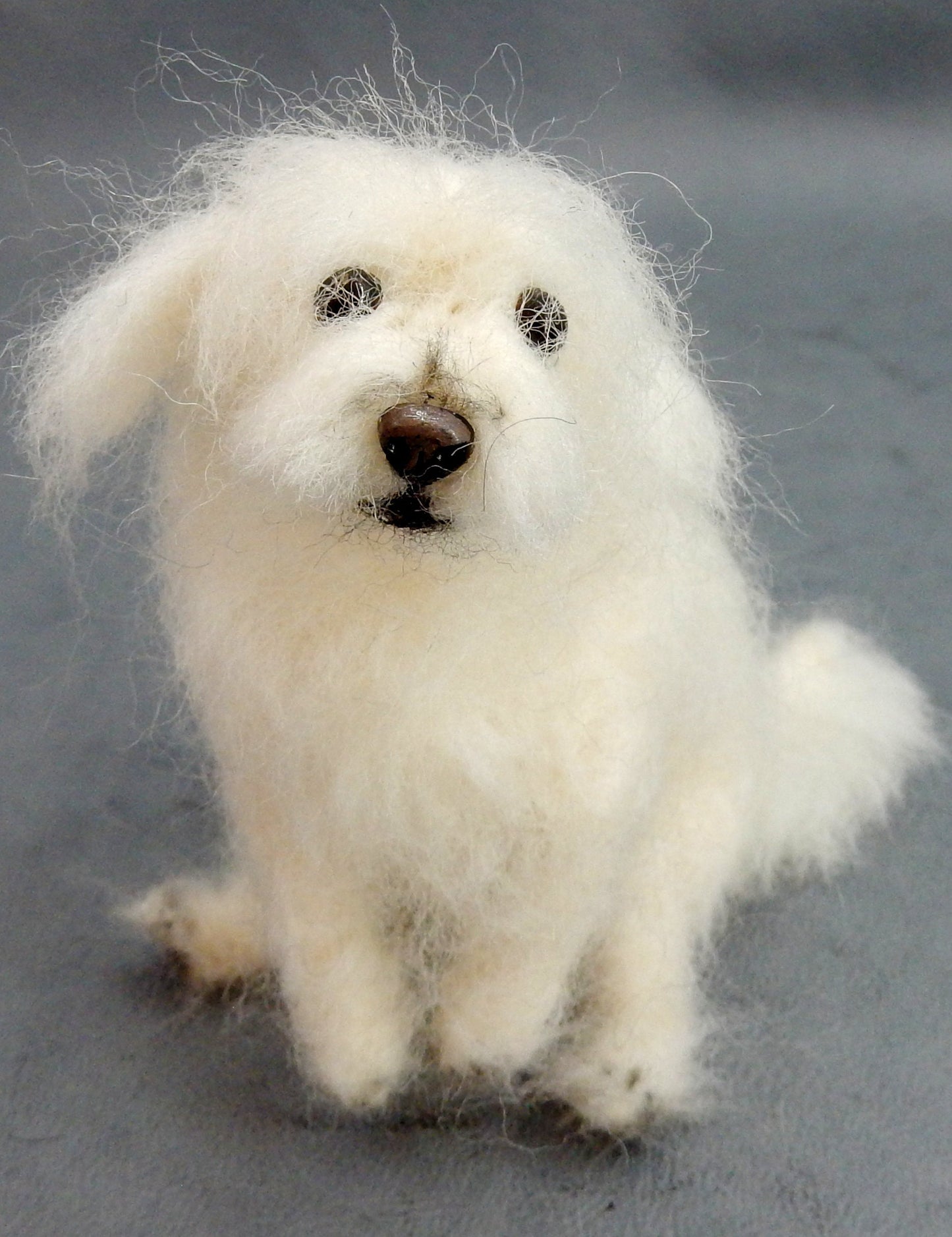 Maltese dog replica custom dog effigy needle-felt dog sculpture