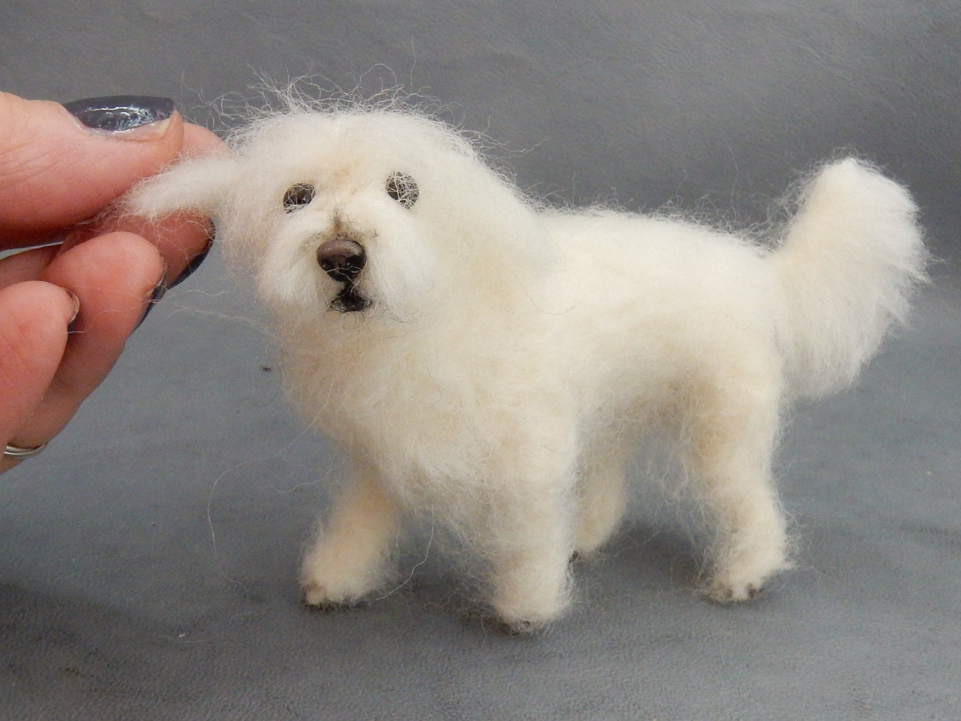 Maltese dog replica custom dog effigy needle-felt dog sculpture