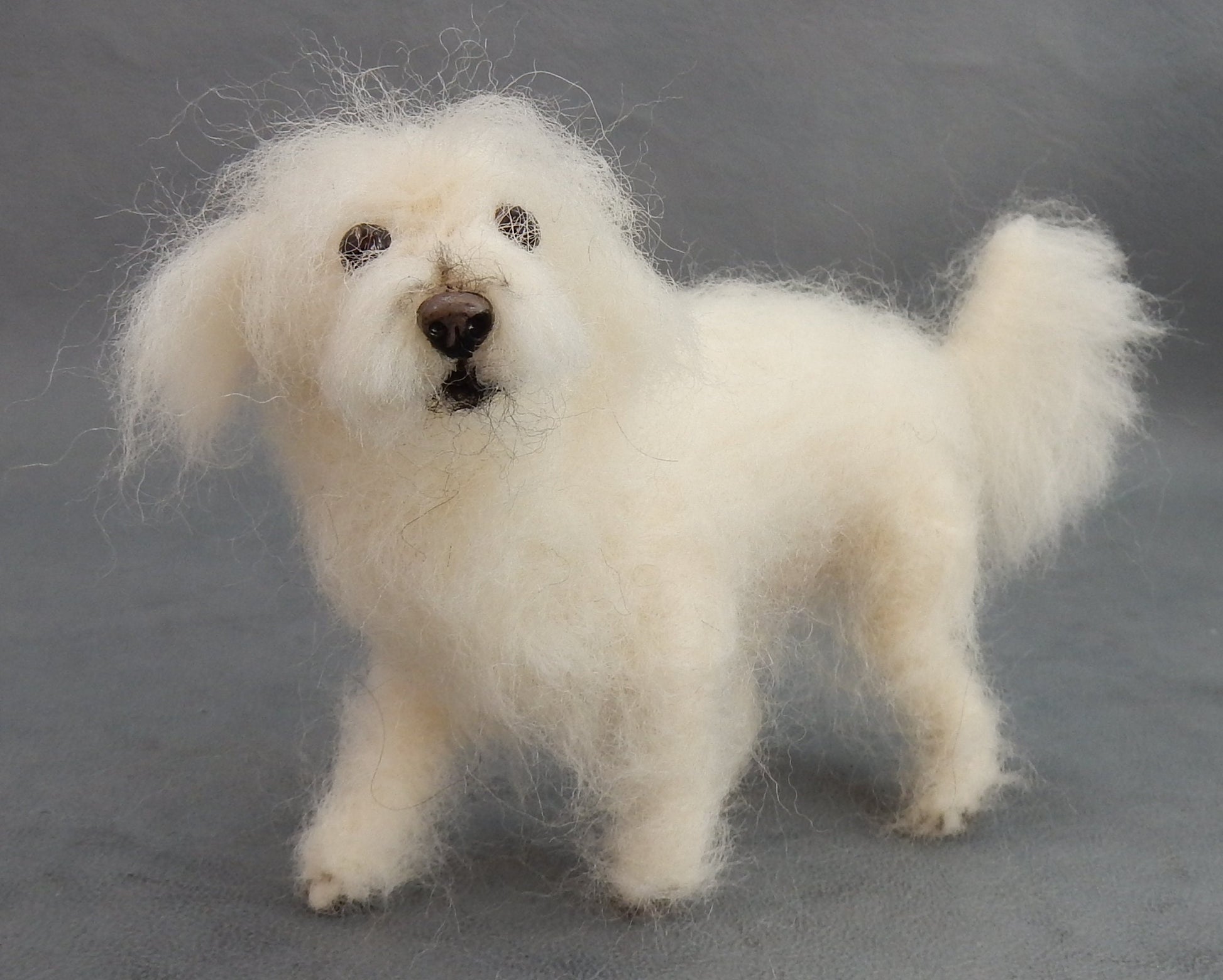 Maltese dog replica custom dog effigy needle -felt dog sculpture