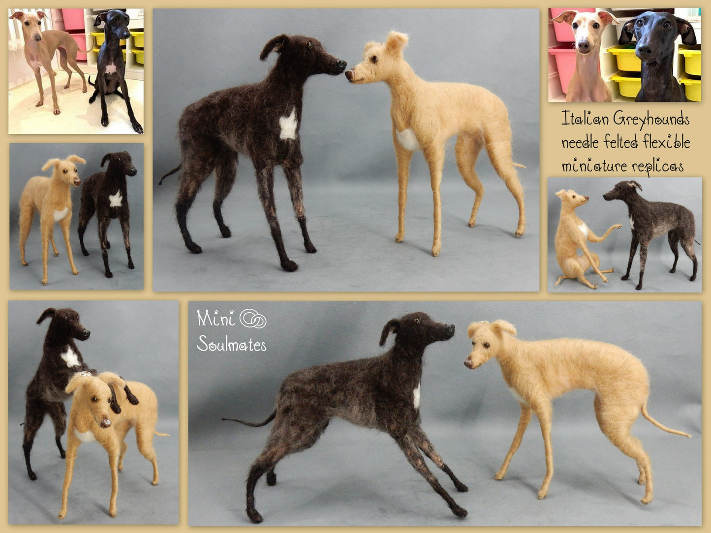 Italian Greyhound needle felted dog miniature custom felted dog replica