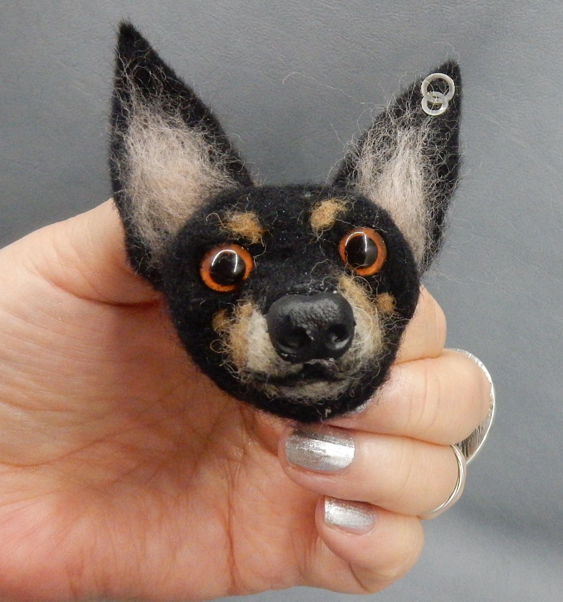 Needle felt dog pin dog brooch