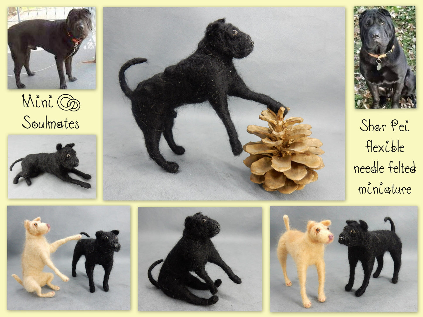 Shar Pei needle-felted dog miniature custom dog replica