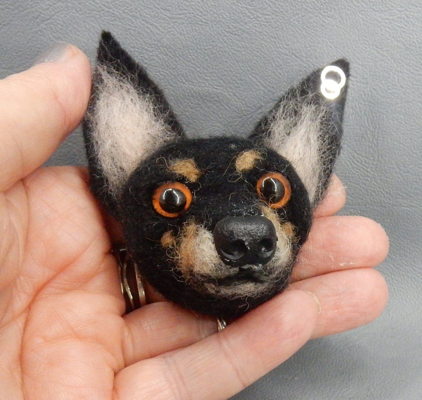 Needle felt dog pin dog brooch