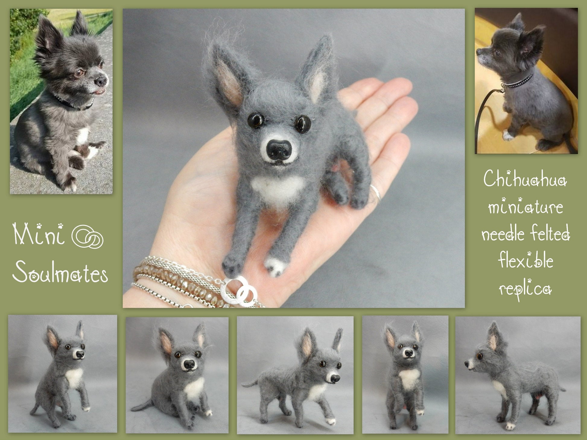 Lilac Fawn Chihuahua needle-felt dog replica