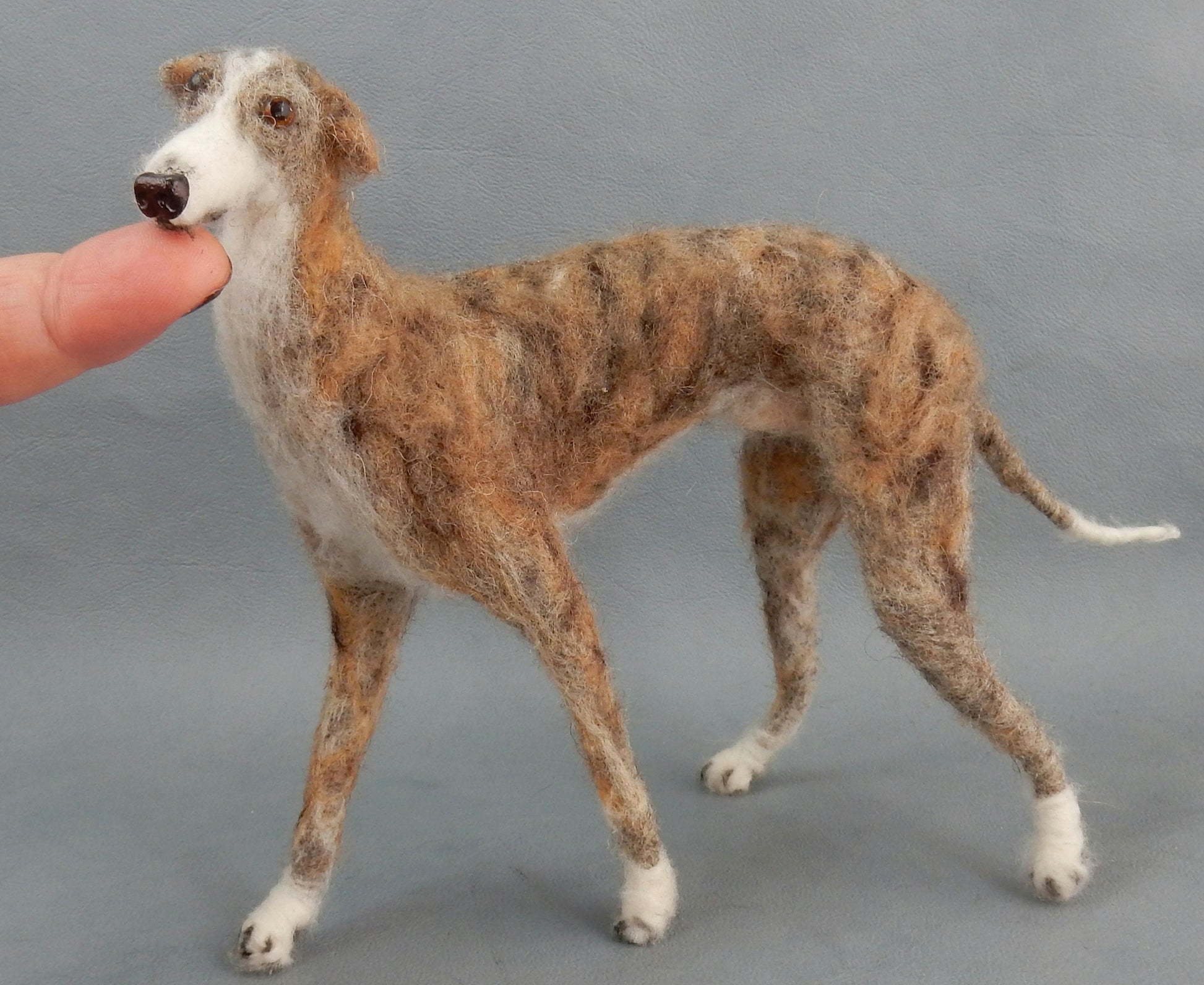 brindle Galgo Espanol felted dog miniature