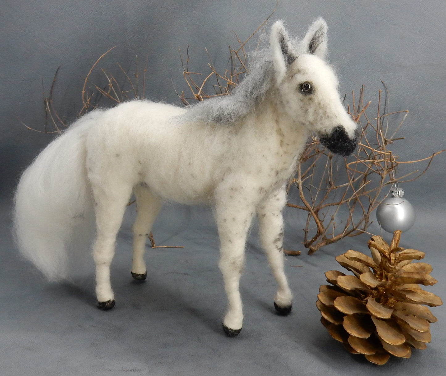 Custom felted horse white horse sculpture