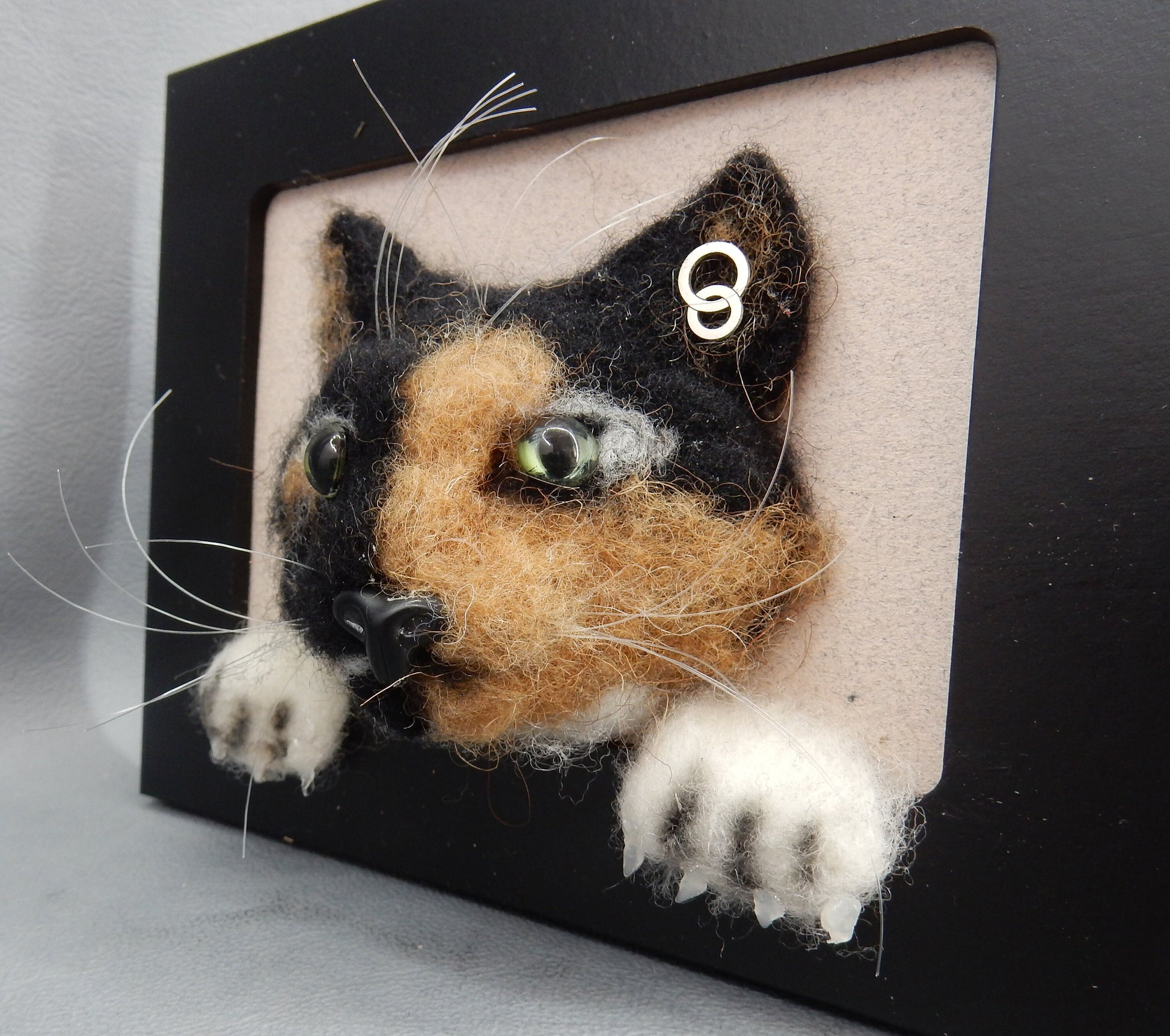 needle felted cat portrait 3D pet art portrait