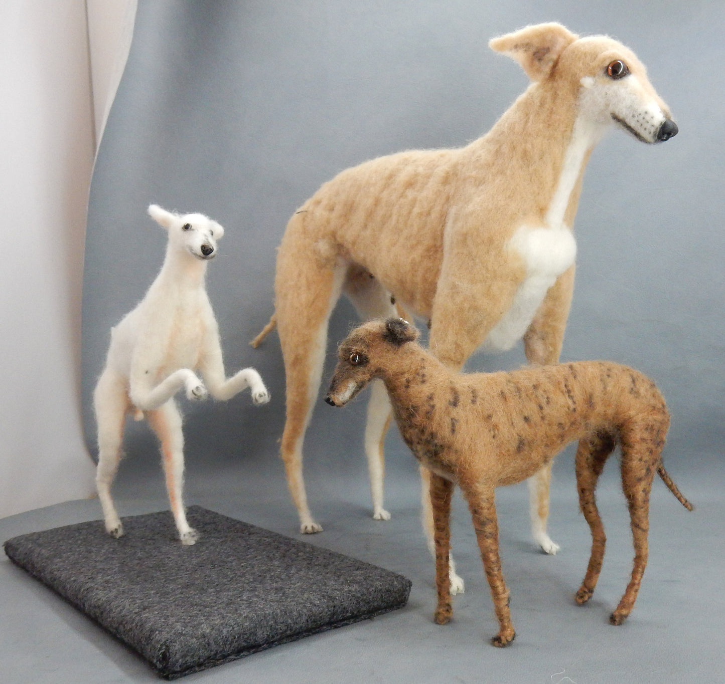 Custom felted Galgo poseable dog replica