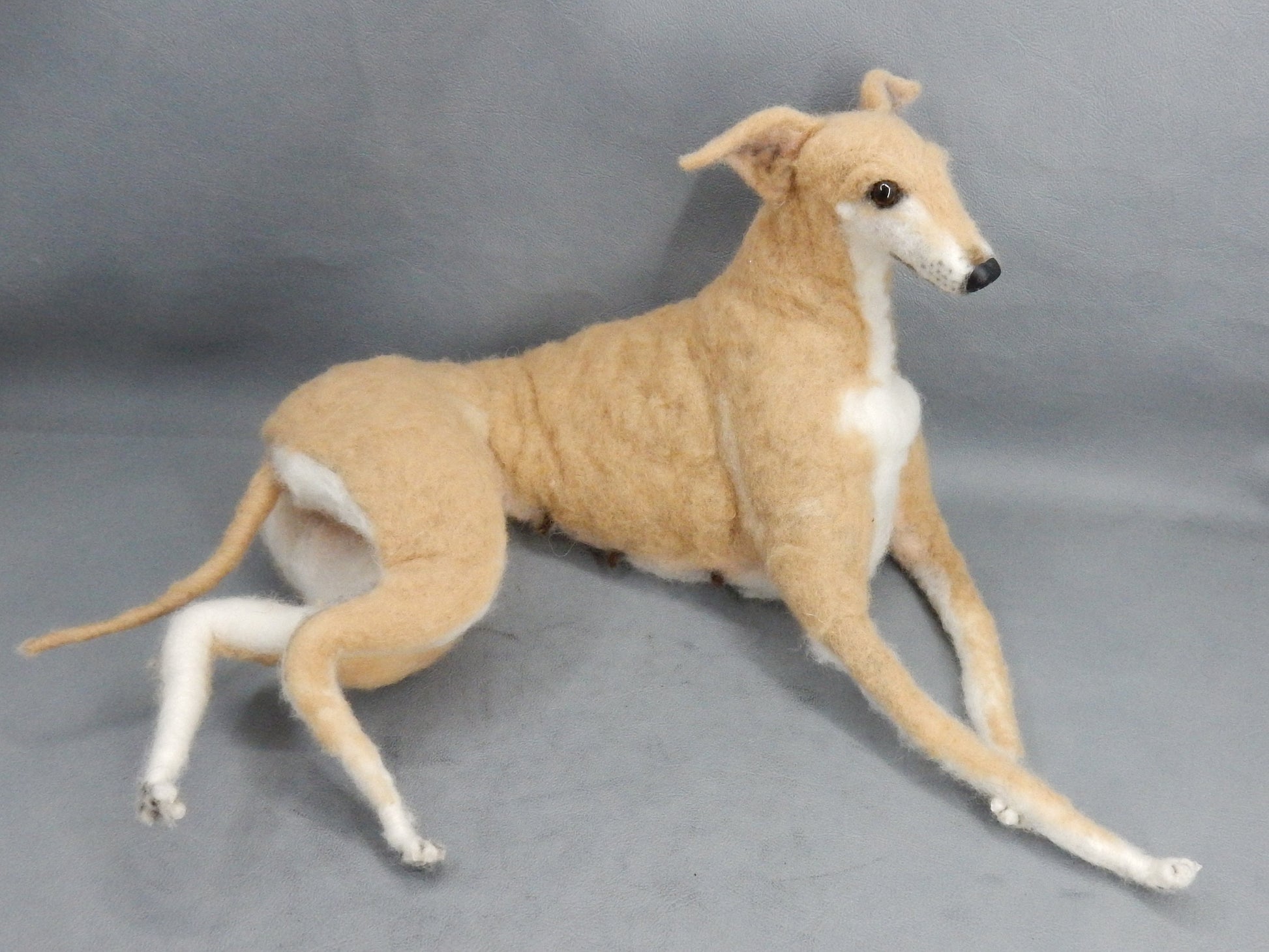 Custom felted Galgo poseable dog replica