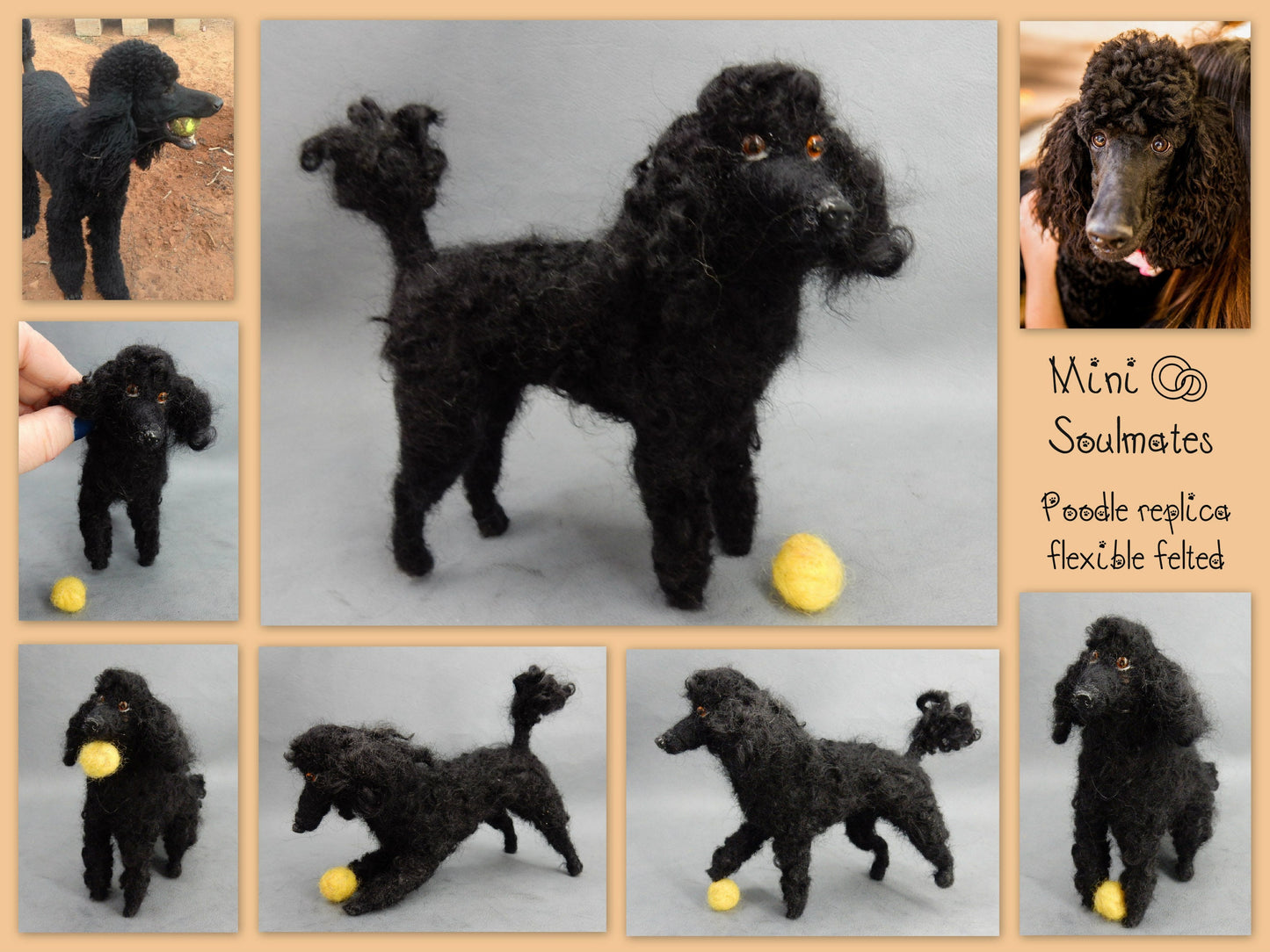 black Poodle needle-felted dog miniature