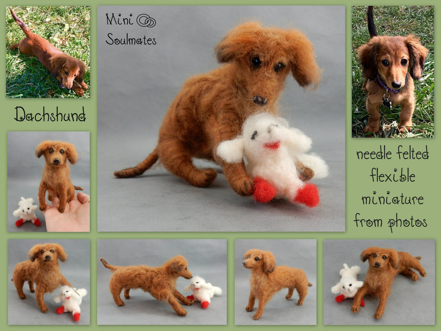 Dachshund replica needle-felted dog miniature