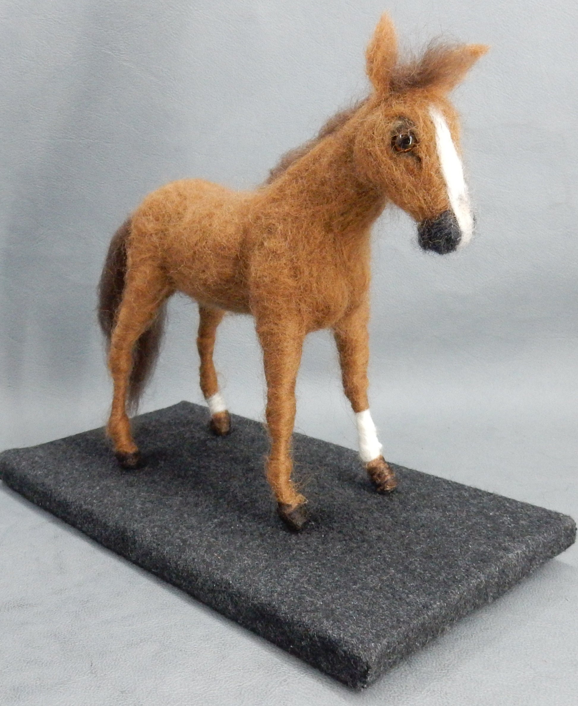 jumping horse-on-pad needle-felted horse gift