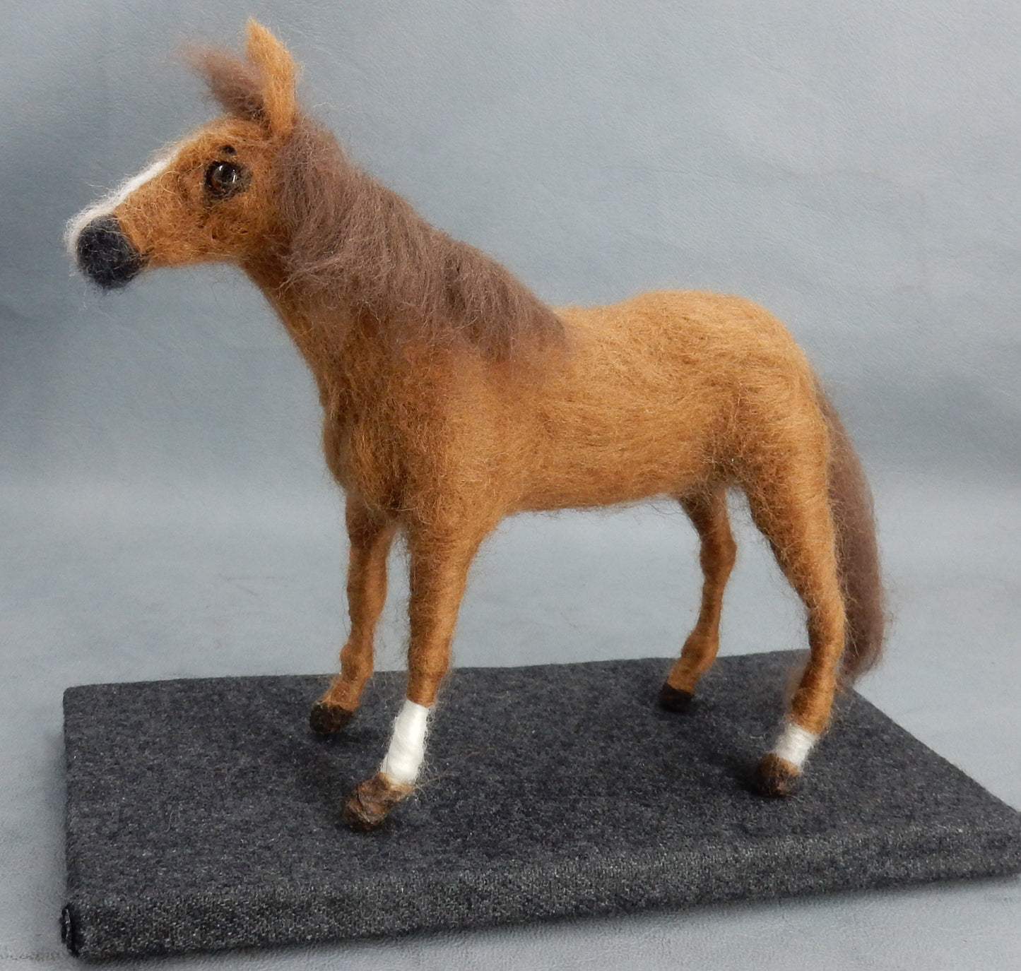 jumping horse-on-pad needle-felted horse gift