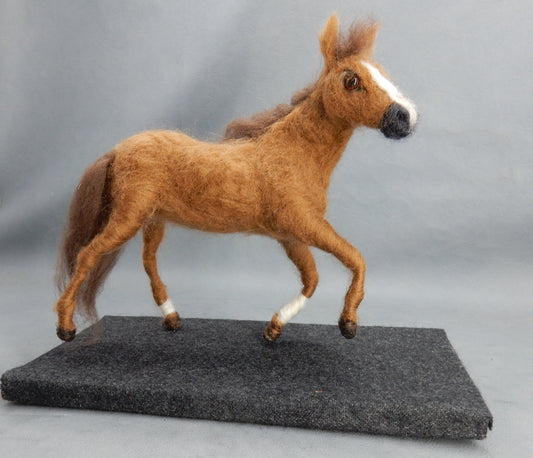 jumping horse-on-pad needle-felted horse gift