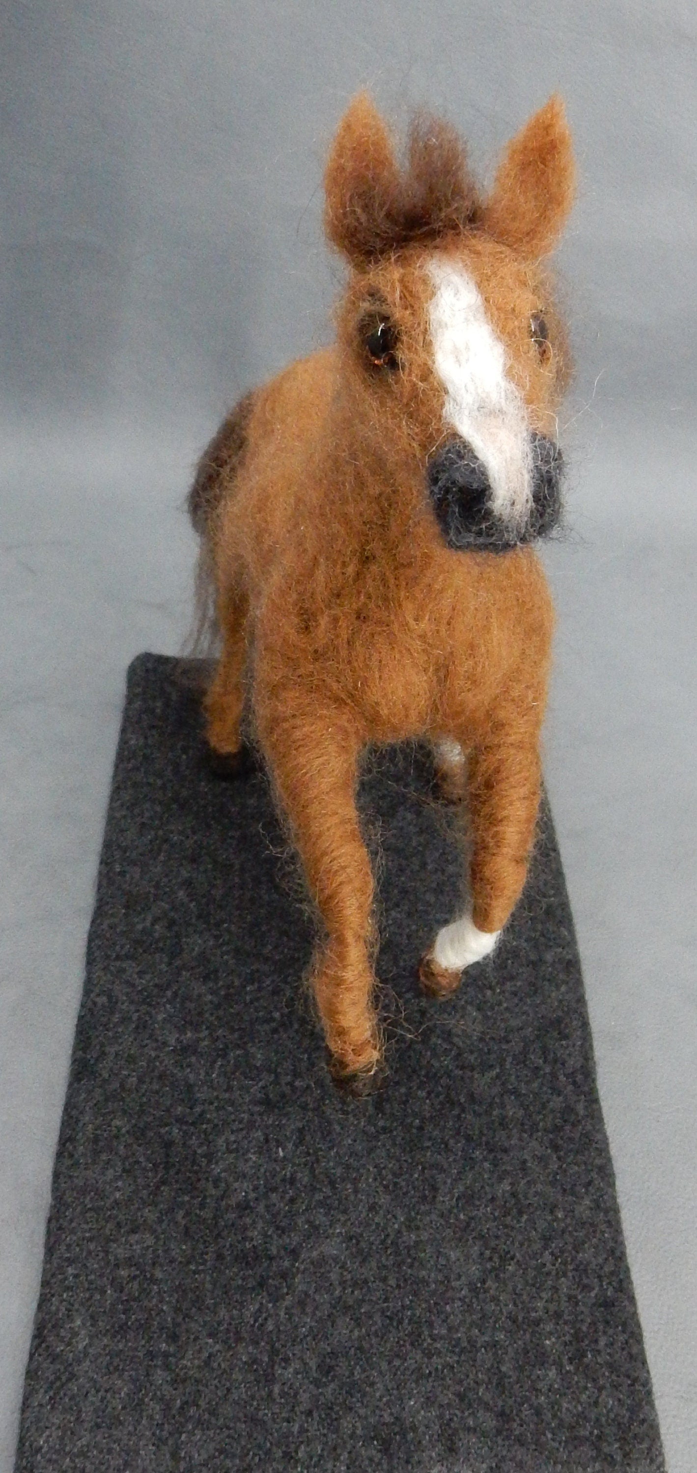 jumping horse-on-pad needle-felted horse gift