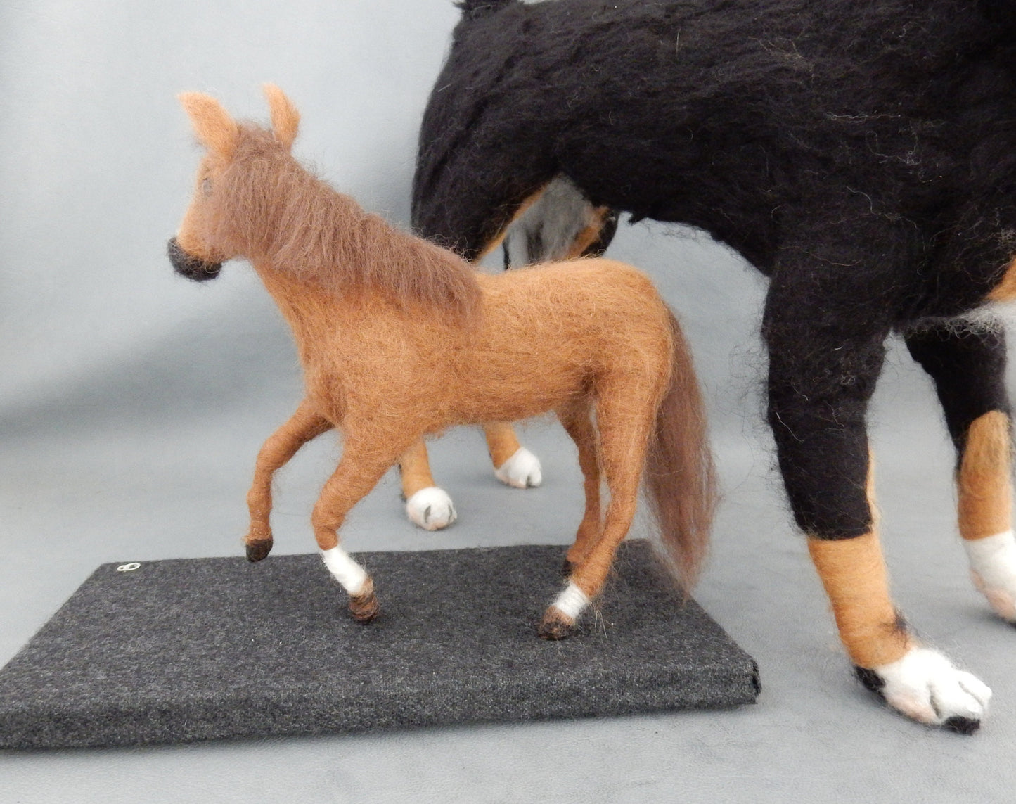 jumping horse-on-pad needle-felted horse gift