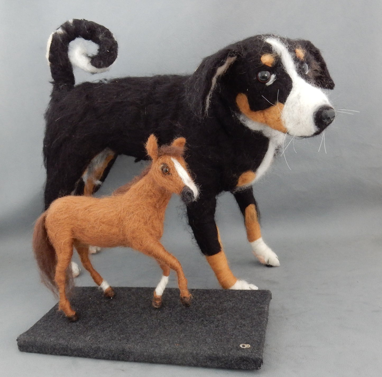 jumping horse-on-pad needle-felted horse gift