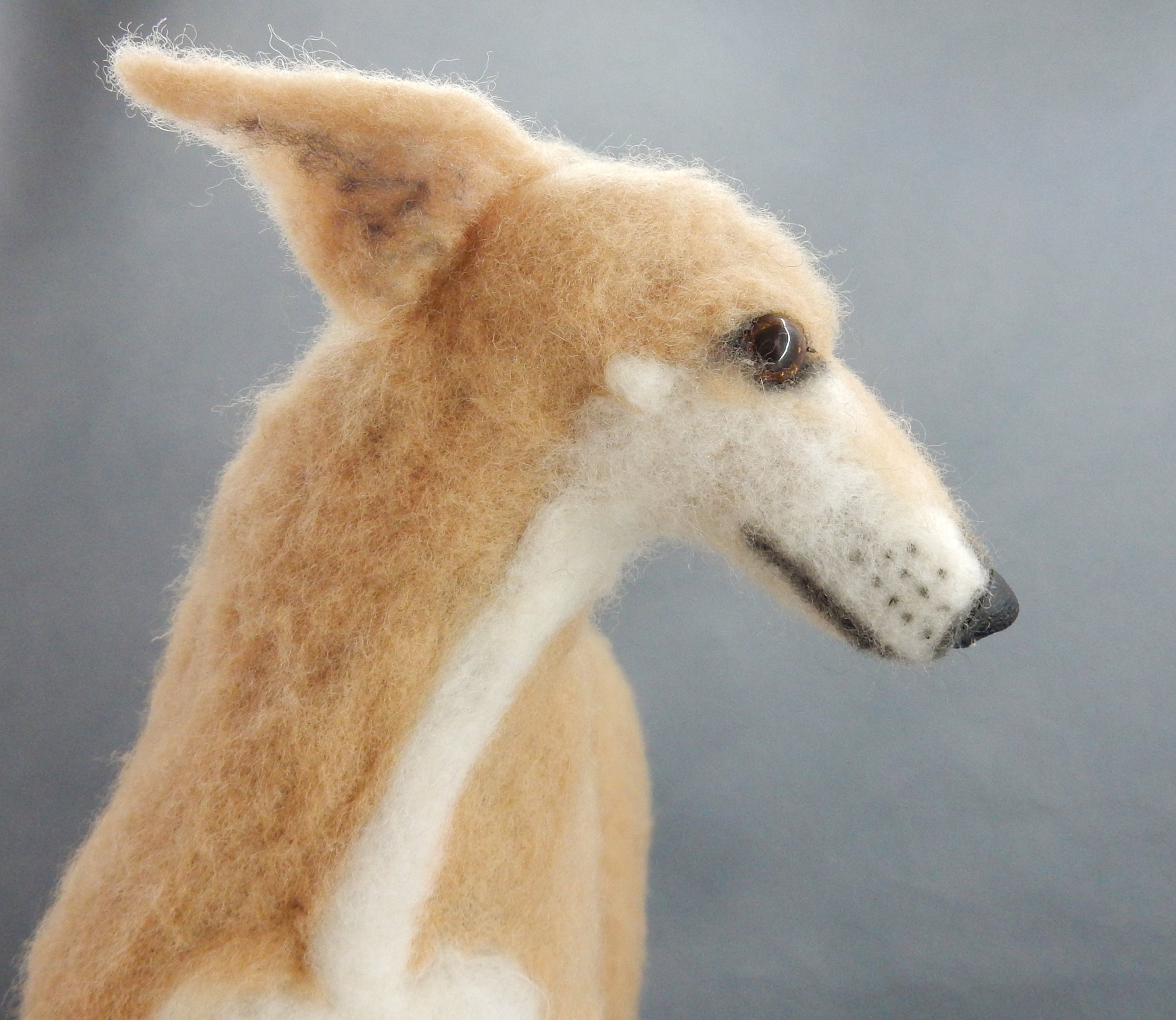 Custom felted Galgo poseable dog replica