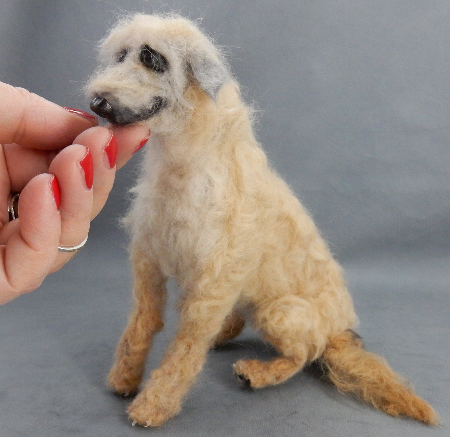 Irish Wolfhound replica needle felt dog miniature