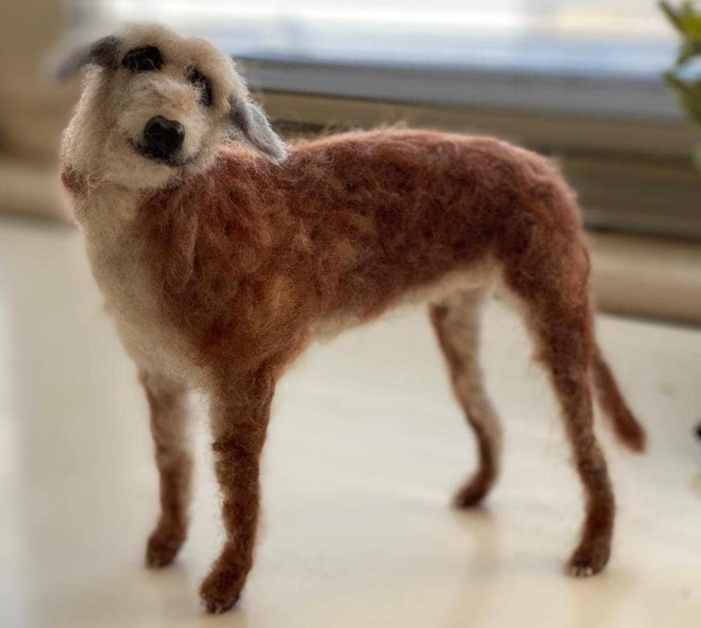 Irish Wolfhound replica needle felt dog miniature