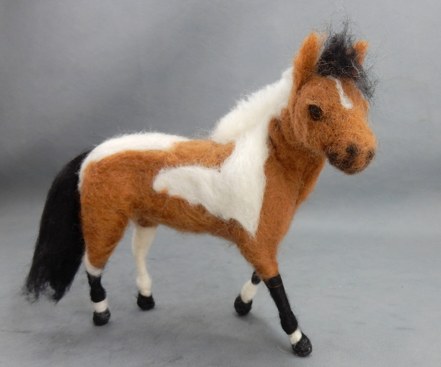 Custom-felted Paint Horse replica