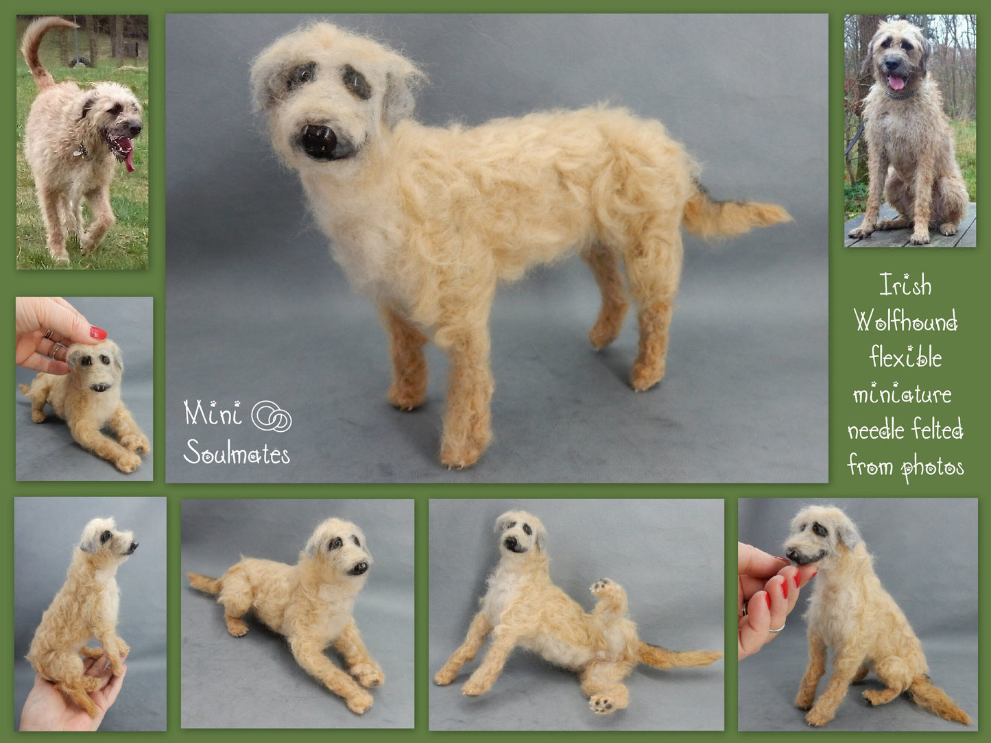 Irish Wolfhound replica needle felt dog miniature