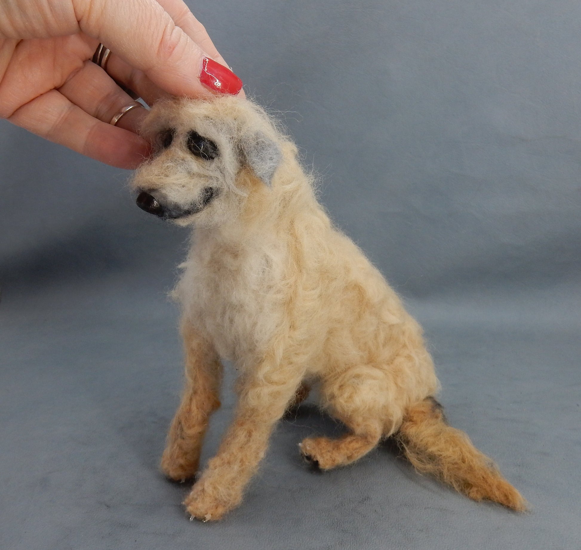 Irish Wolfhound replica needle felt dog miniature