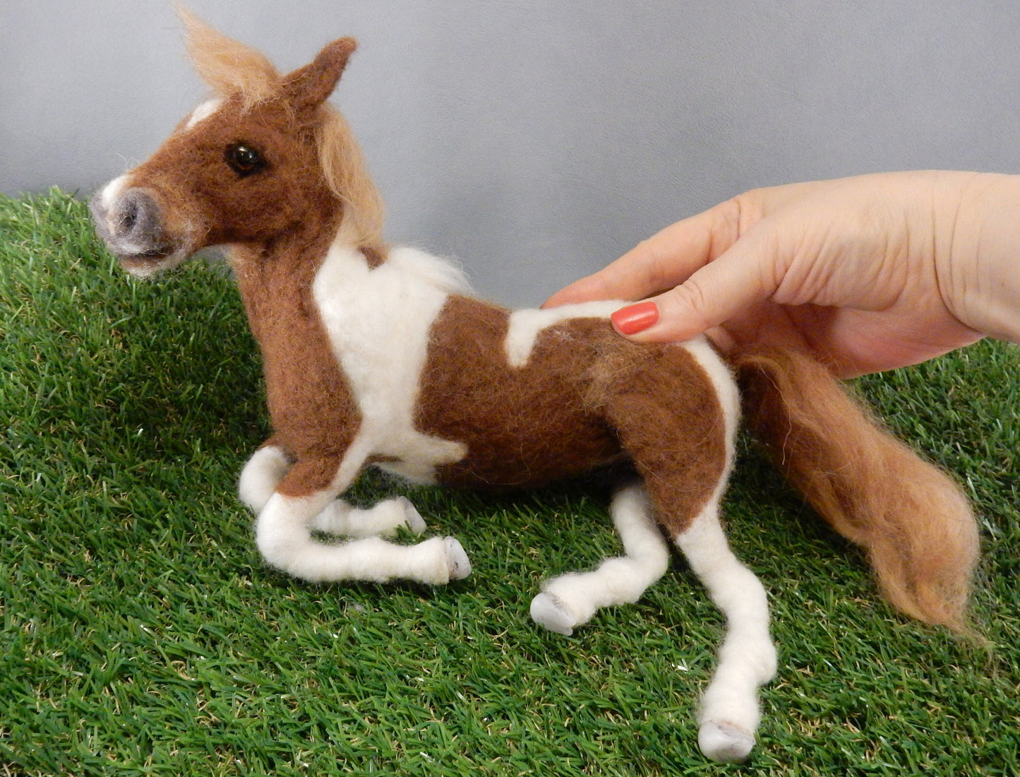 Custom-felted Paint Horse replica