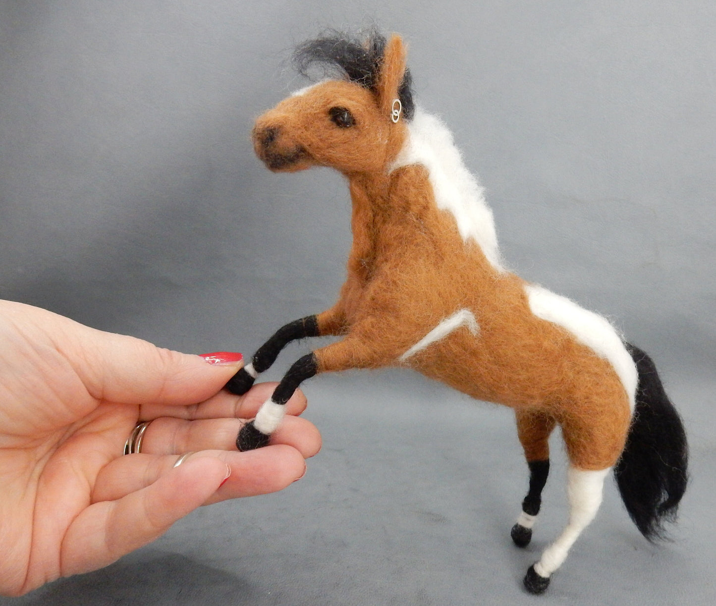 Custom-felted Paint Horse replica