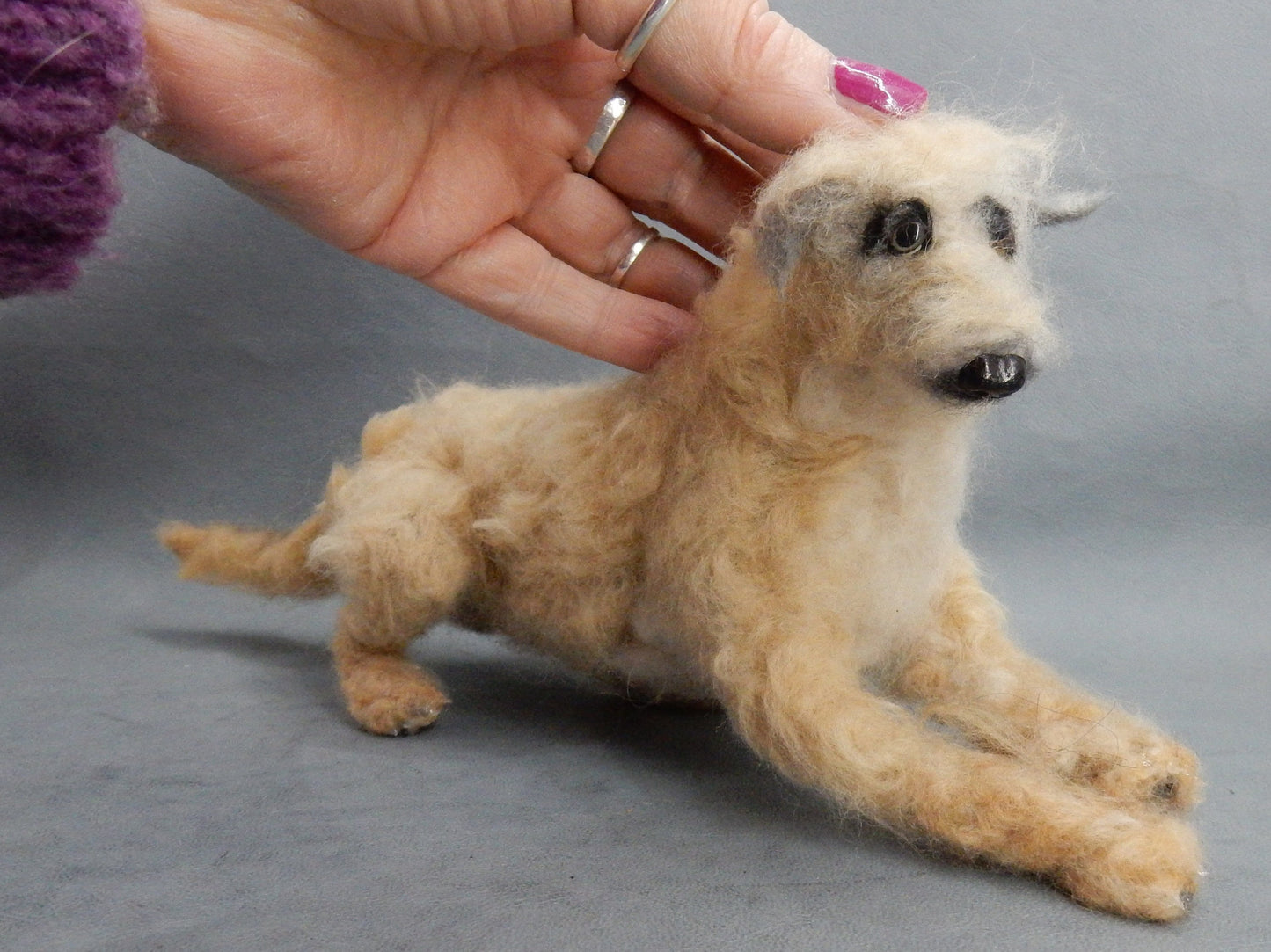 Irish Wolfhound replica needle felt dog miniature