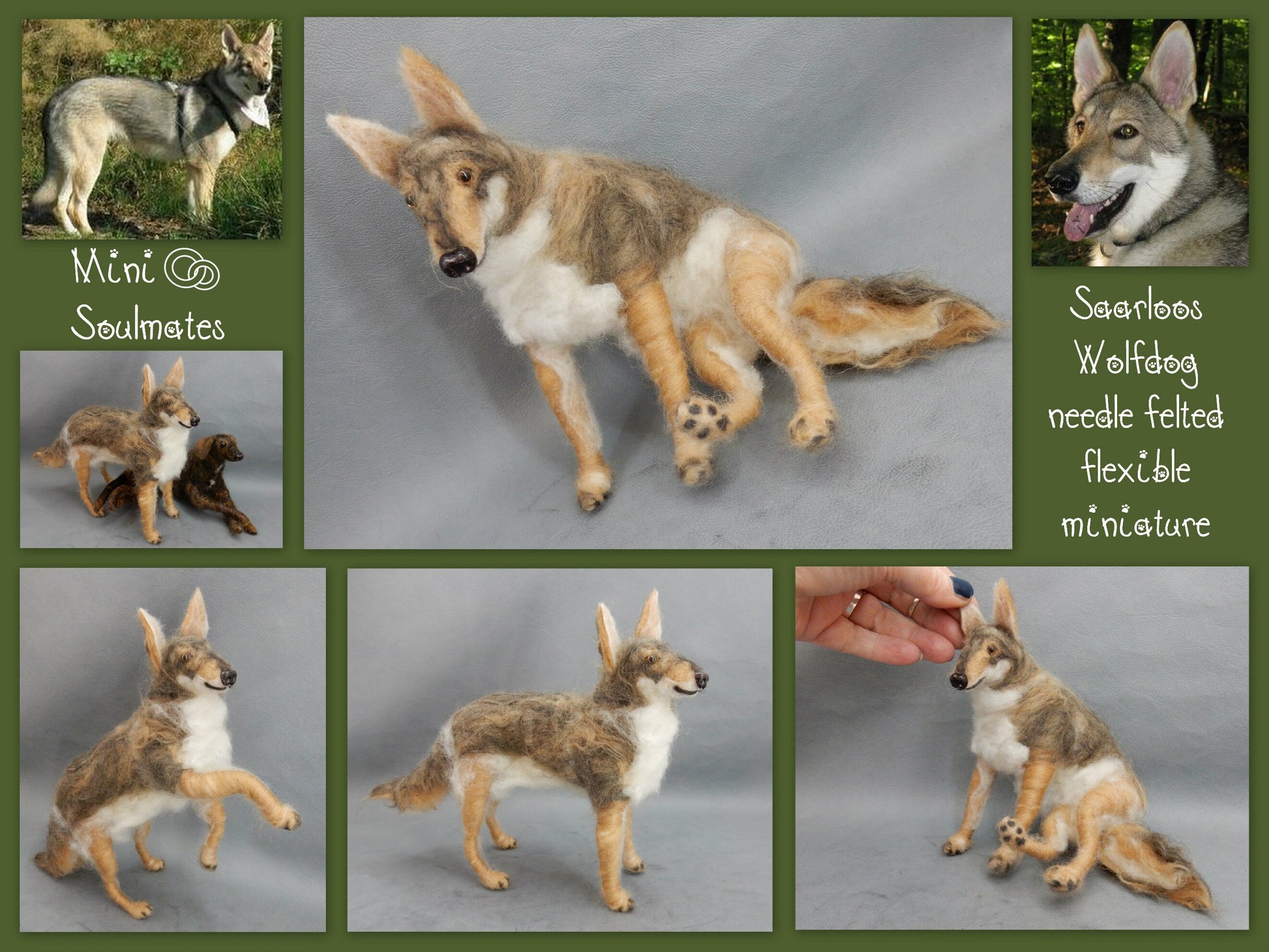 Saarloos Wolfdog needle felted dog replica Wolfdog miniature