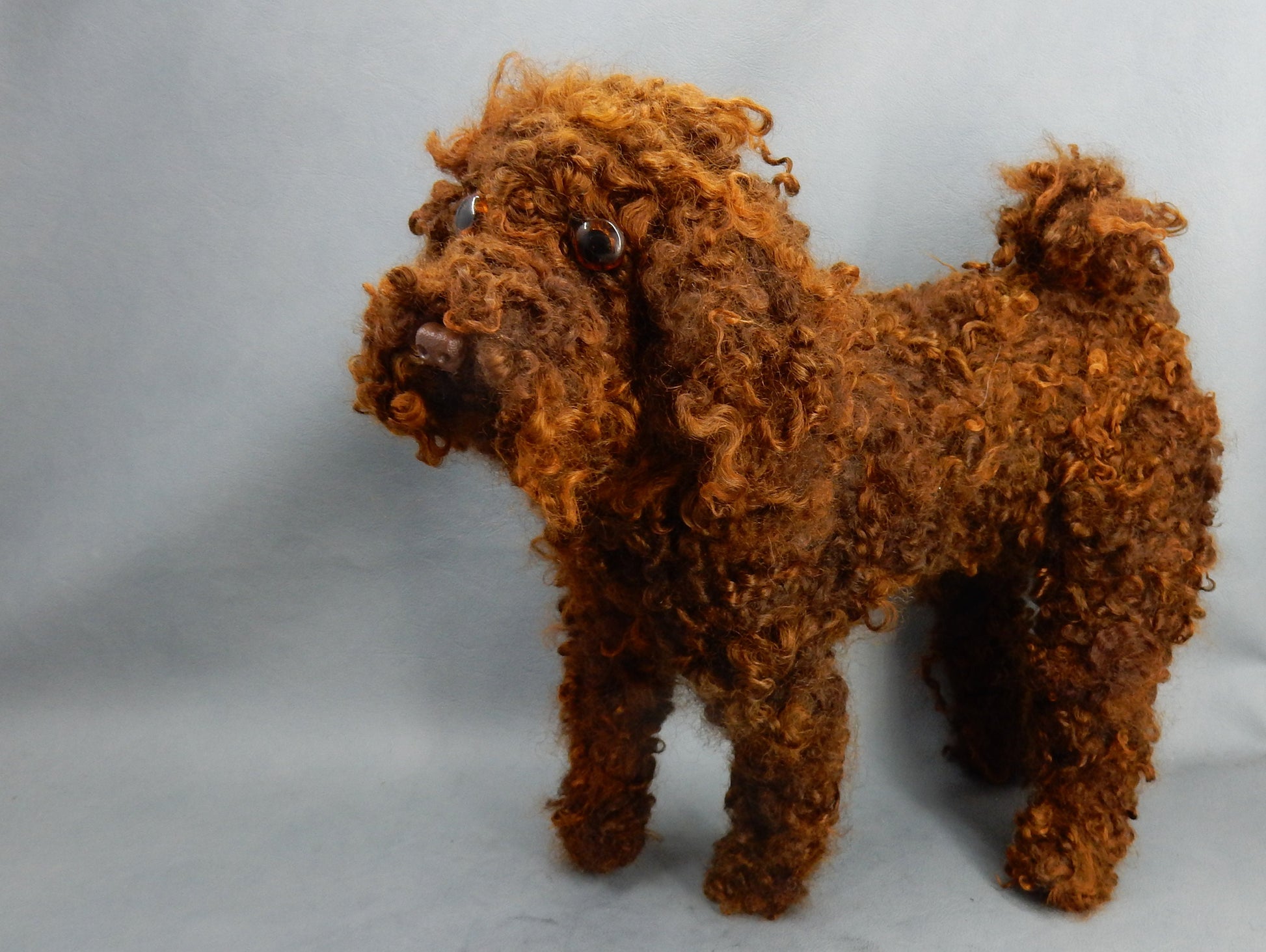 brown poodle miniature needle-felted 