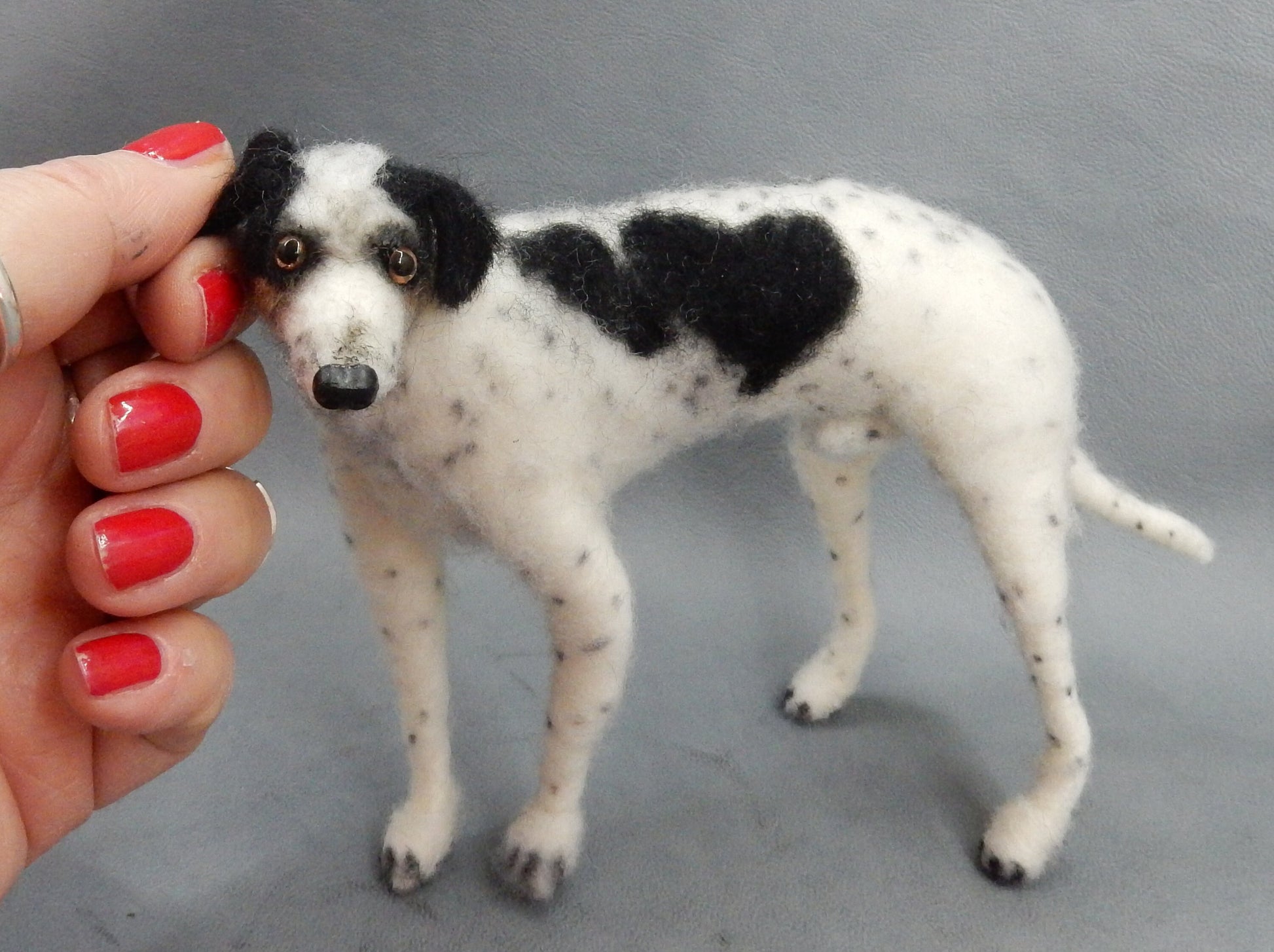 Pointer miniature needle-felted dog replica