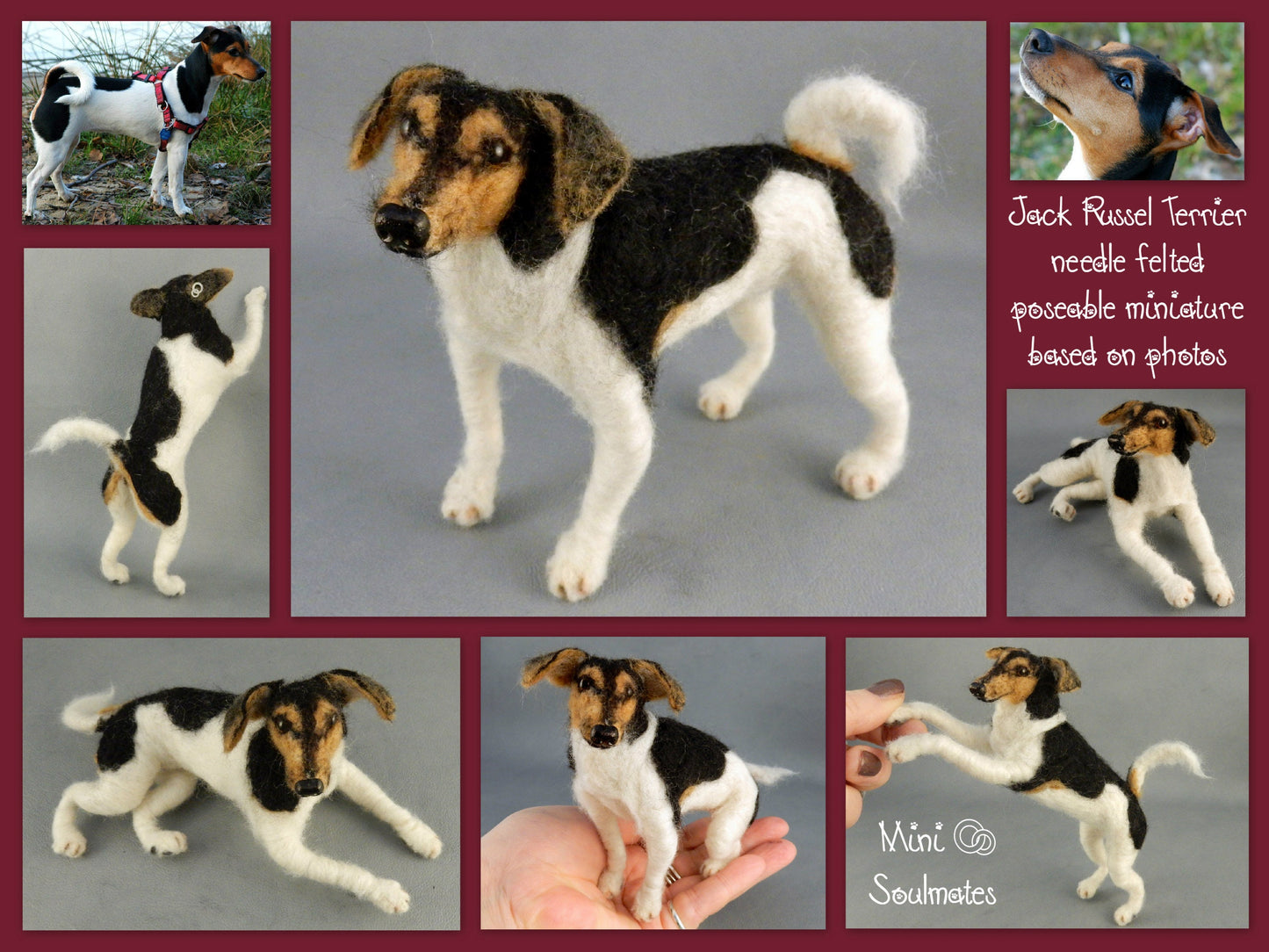 Jack Russell Terrier custom dog replica 3d dog portrait needle felted 