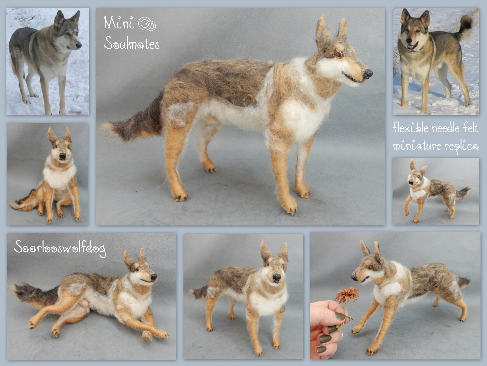 Saarloos Wolfdog needle felted dog replica Wolfdog miniature