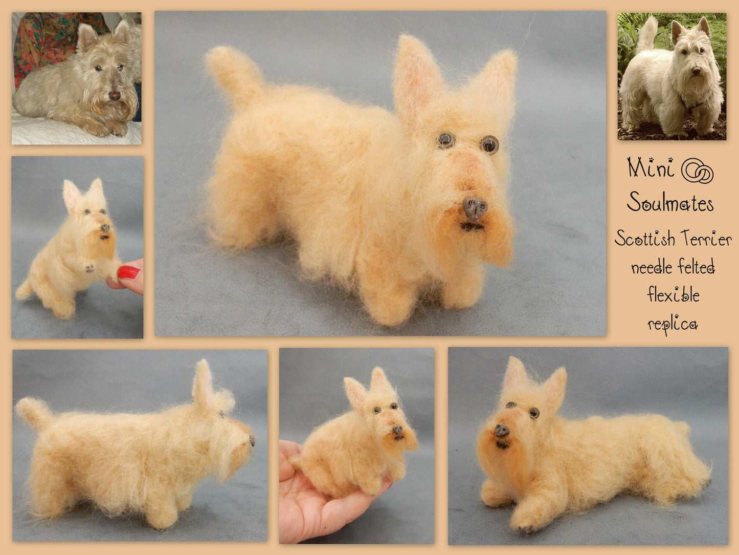 needle-felted dog replica Scottish Terrier 