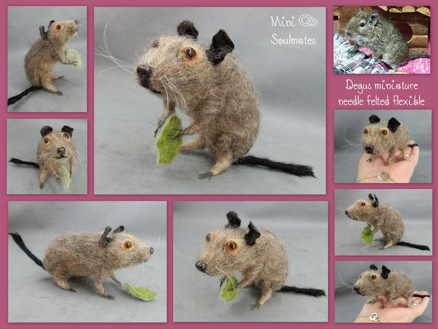 Faux taxidermy rat needle felted mouse wool replica