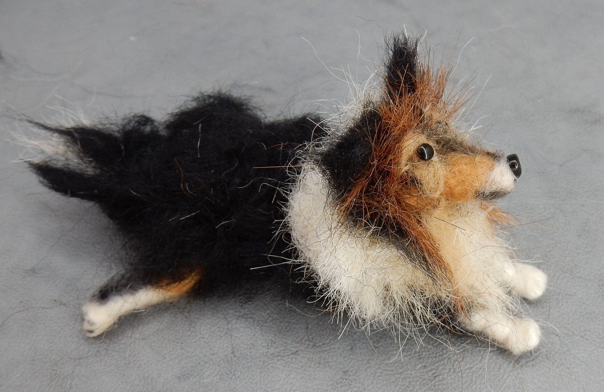 Rough Collie needle felted miniature with hair custom dog replica