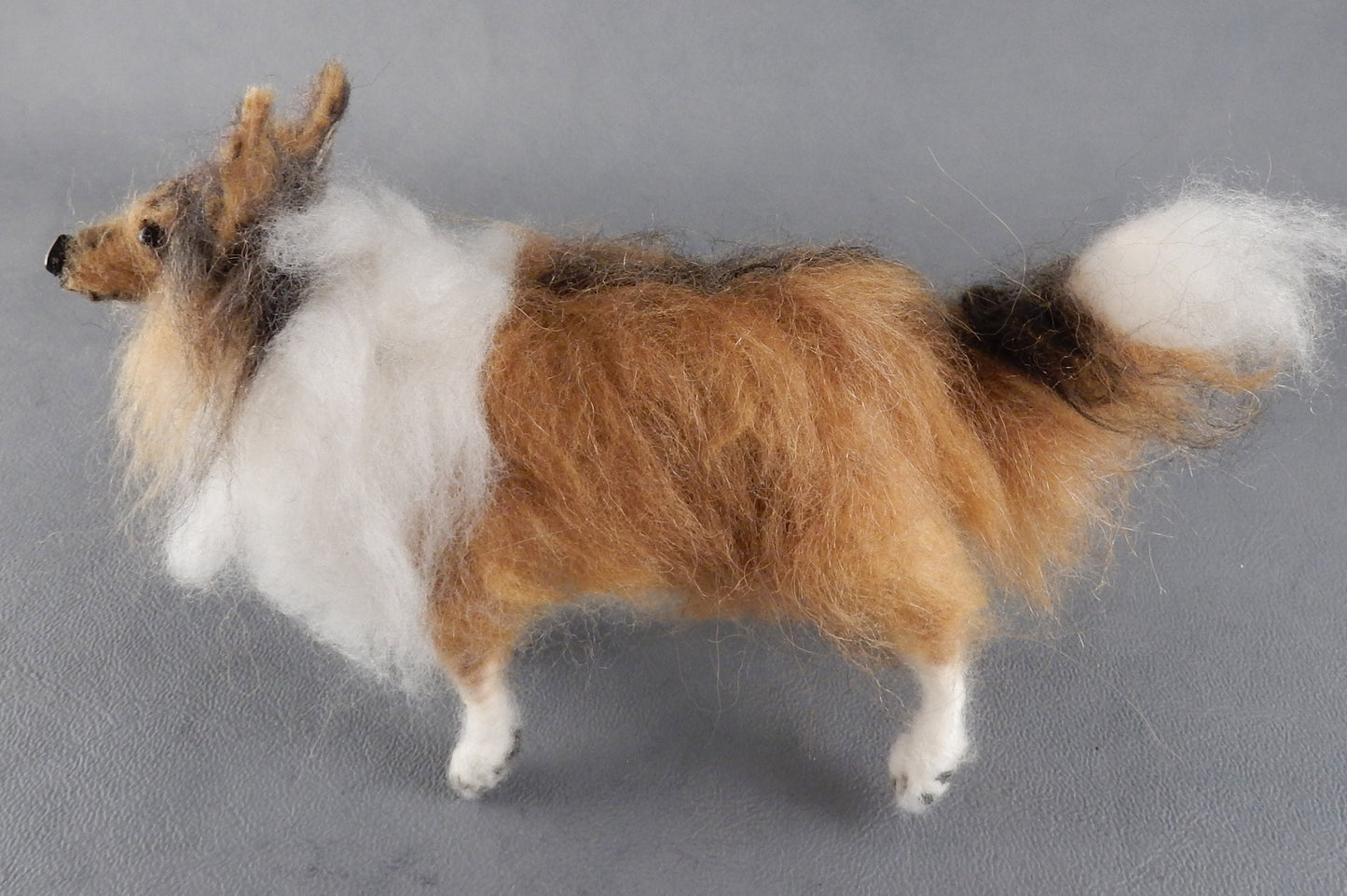 Rough Collie needle felted miniature with hair custom dog replica