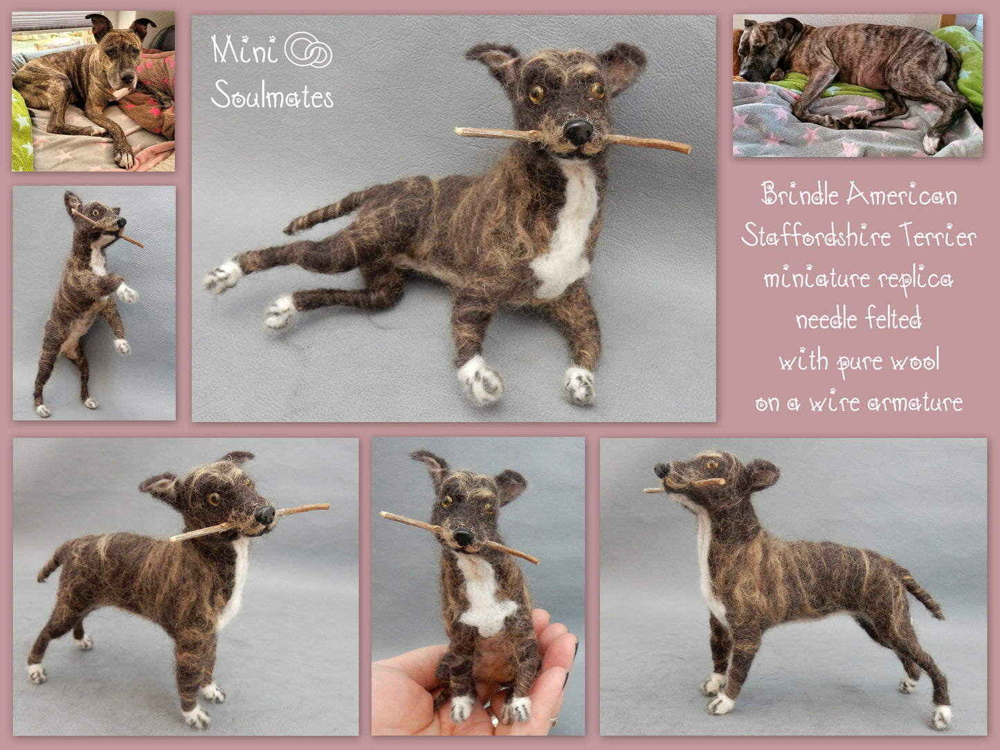 Amstaff needle felted dog miniature