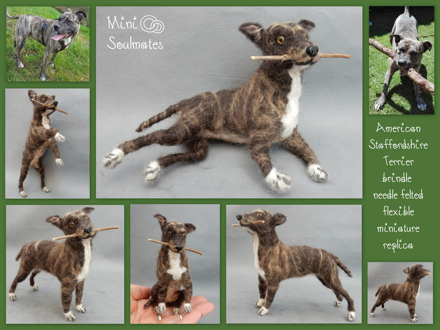 Amstaff needle felted dog miniature